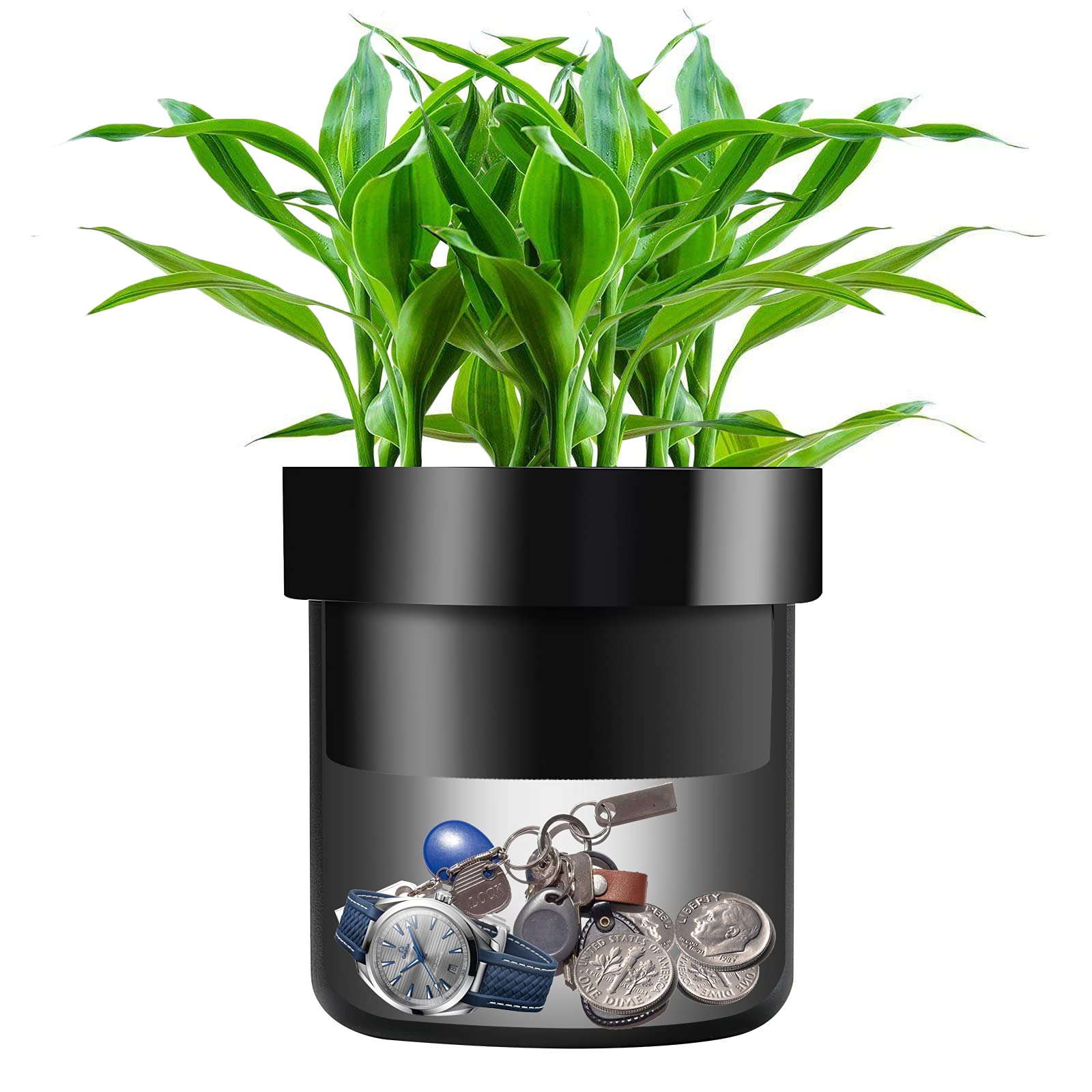 Flower Pot Diversion Safe with Key Lock - Hidden Secret Storage Box for Valuables, Cash & Jewelry - Discreet Home Security Solution for Bedroom, Office or Travel - Plants Not Included