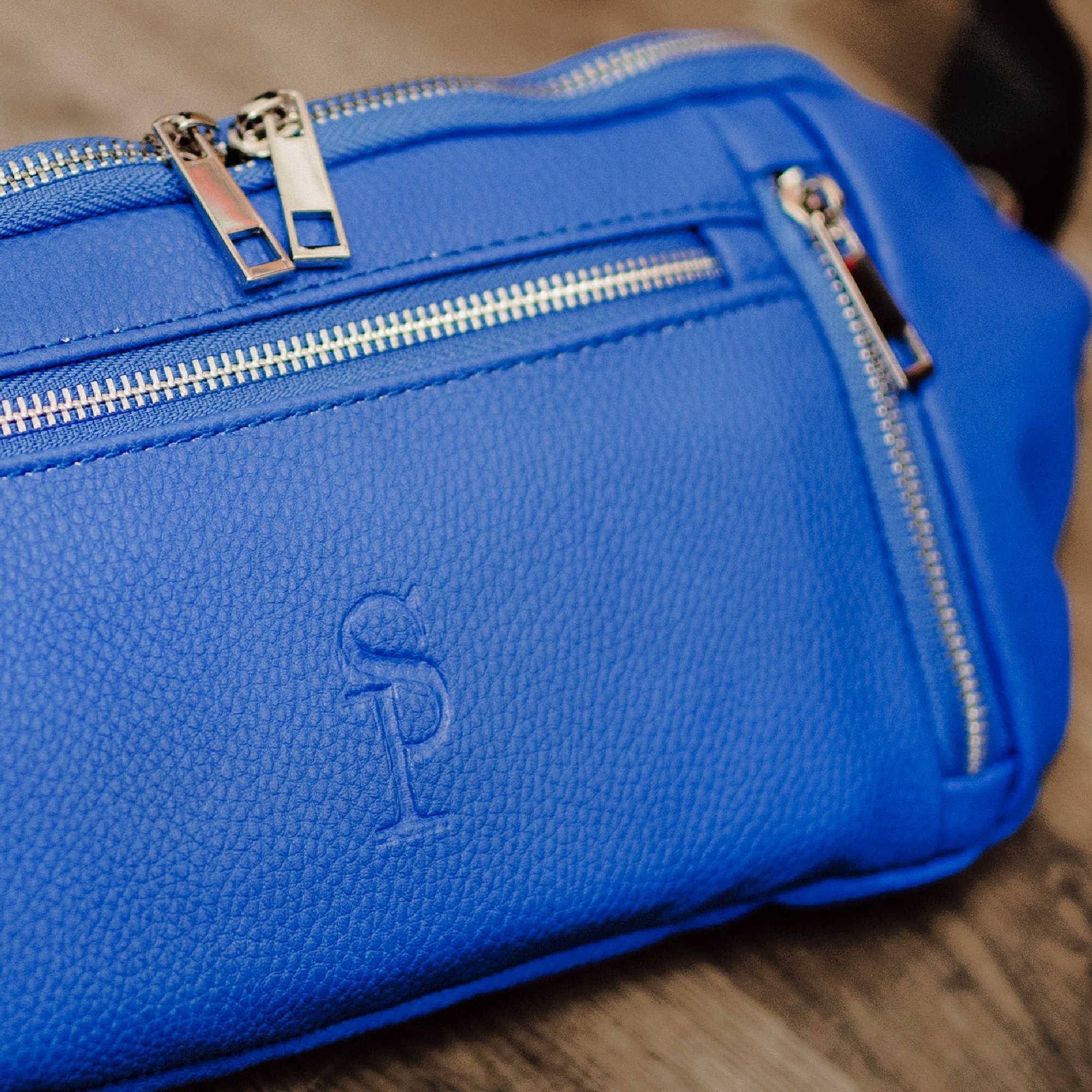Royal Blue Leather Crossbody Waist Bag for Women - Stylish & Hands-Free Purse for Travel, Shopping & Everyday Use
