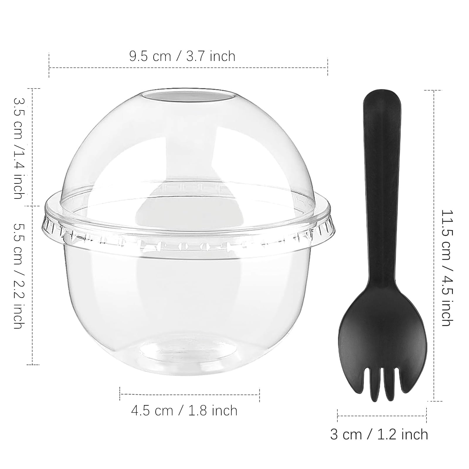 50 Pack 8 oz Clear Plastic Cups with Dome Lids & Spoons - Disposable Mini Dessert Cups for Ice Cream, Pudding, Yogurt, Parfait, Fruit - Perfect for Parties, Catering, and Home Use