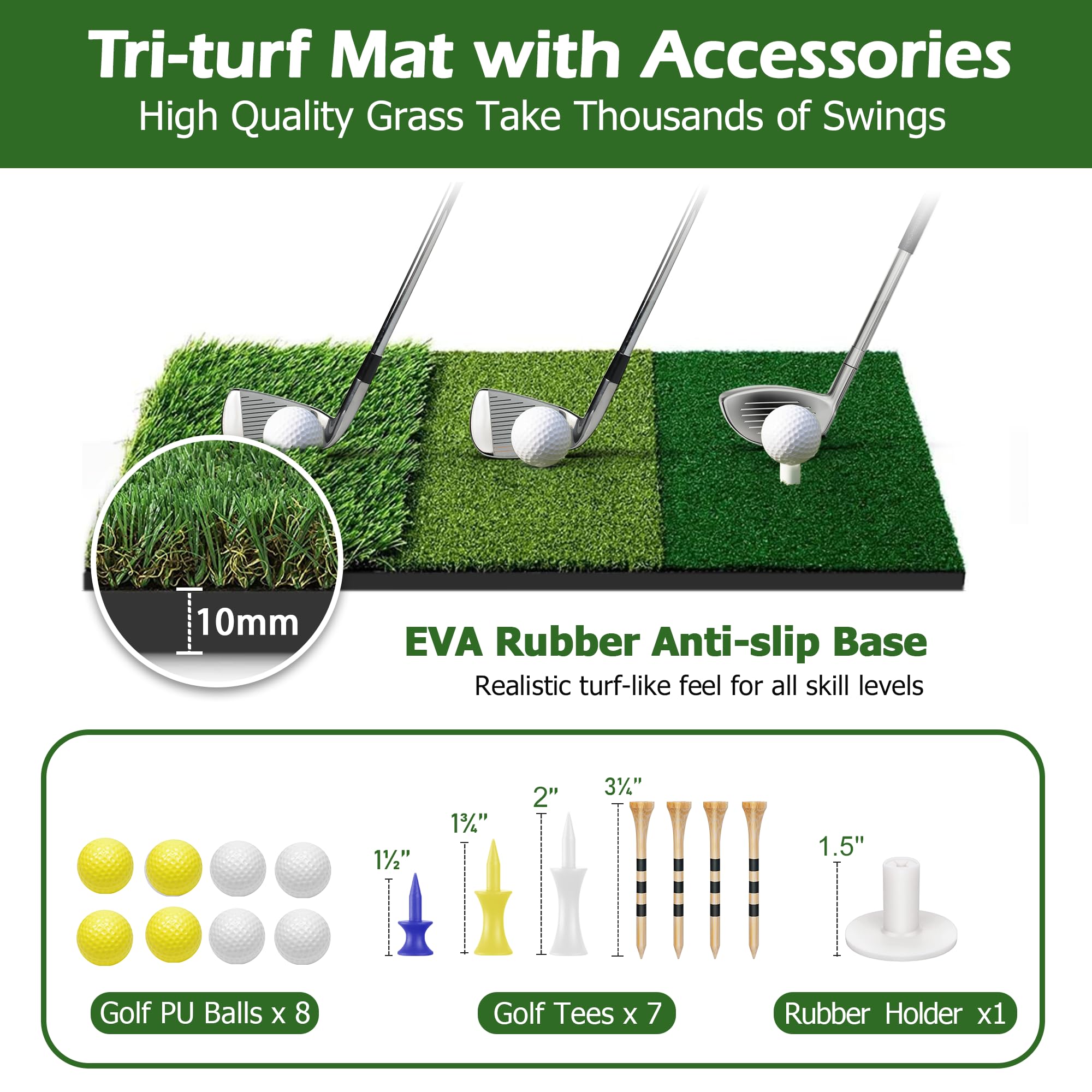 Premium 10x7ft Golf Practice Net for Backyard & Driving Range - Heavy Duty Golf Hitting Net with Tri-Turf Mat - Indoor/Outdoor Golf Training Equipment - Perfect Gift for Golfers & Men - Ideal for Backyard Practice, Driving Range Sessions & Home Golf Training