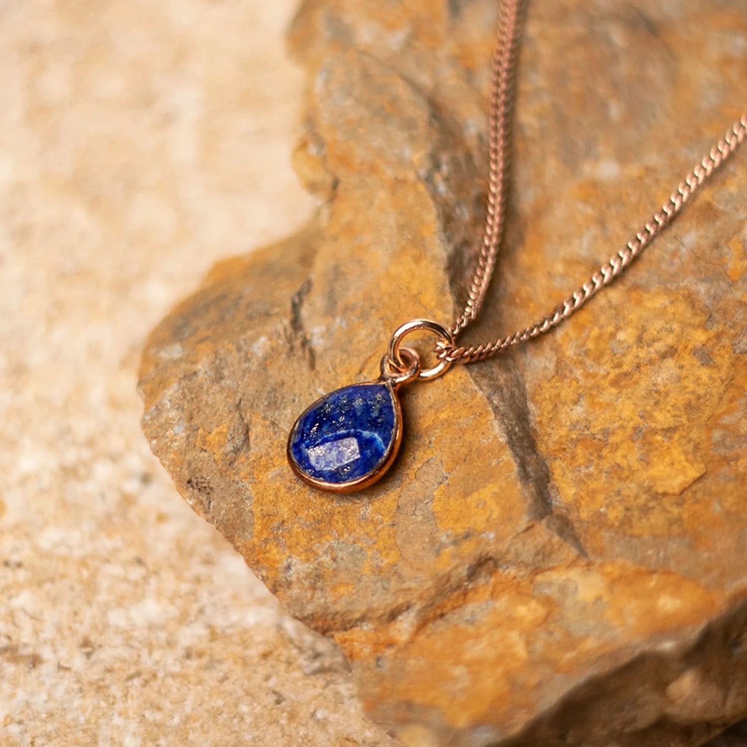 Lapis Lazuli Charm Necklace - Rose Gold Plated September Birthstone Jewelry for Women - Perfect Gift for Birthday, Anniversary & Special Occasions