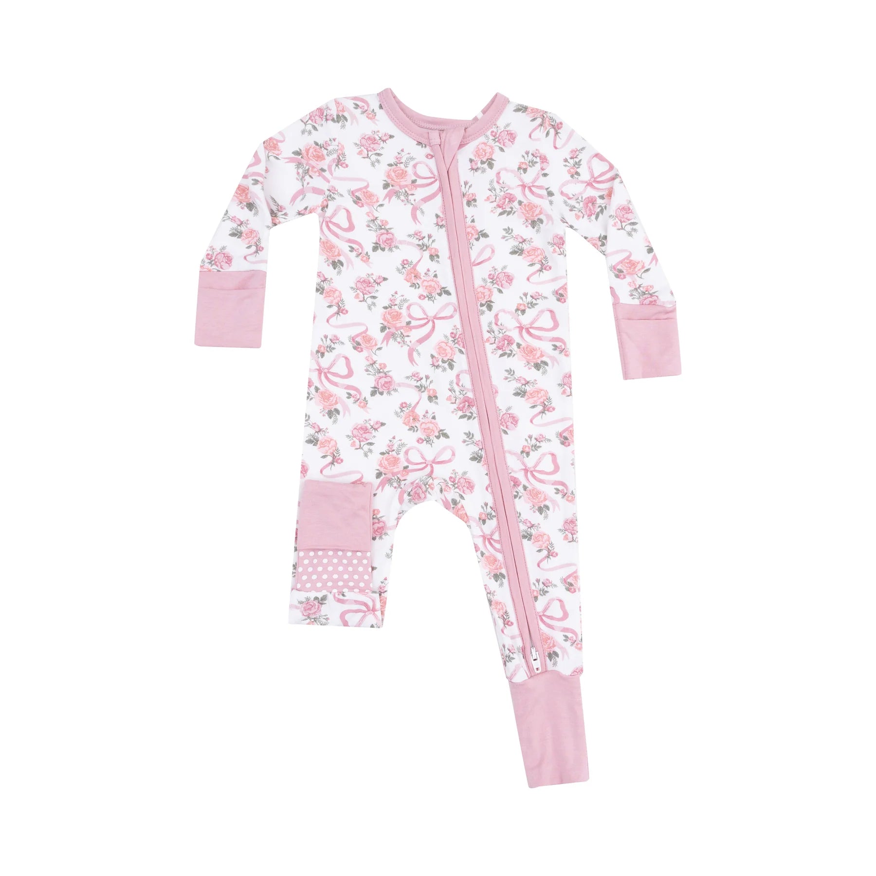 Stylish Ribbon & Floral Zipper Romper for Baby Girls | Soft & Comfortable Outfit | Perfect for Birthday, Photo Shoots & Special Occasions