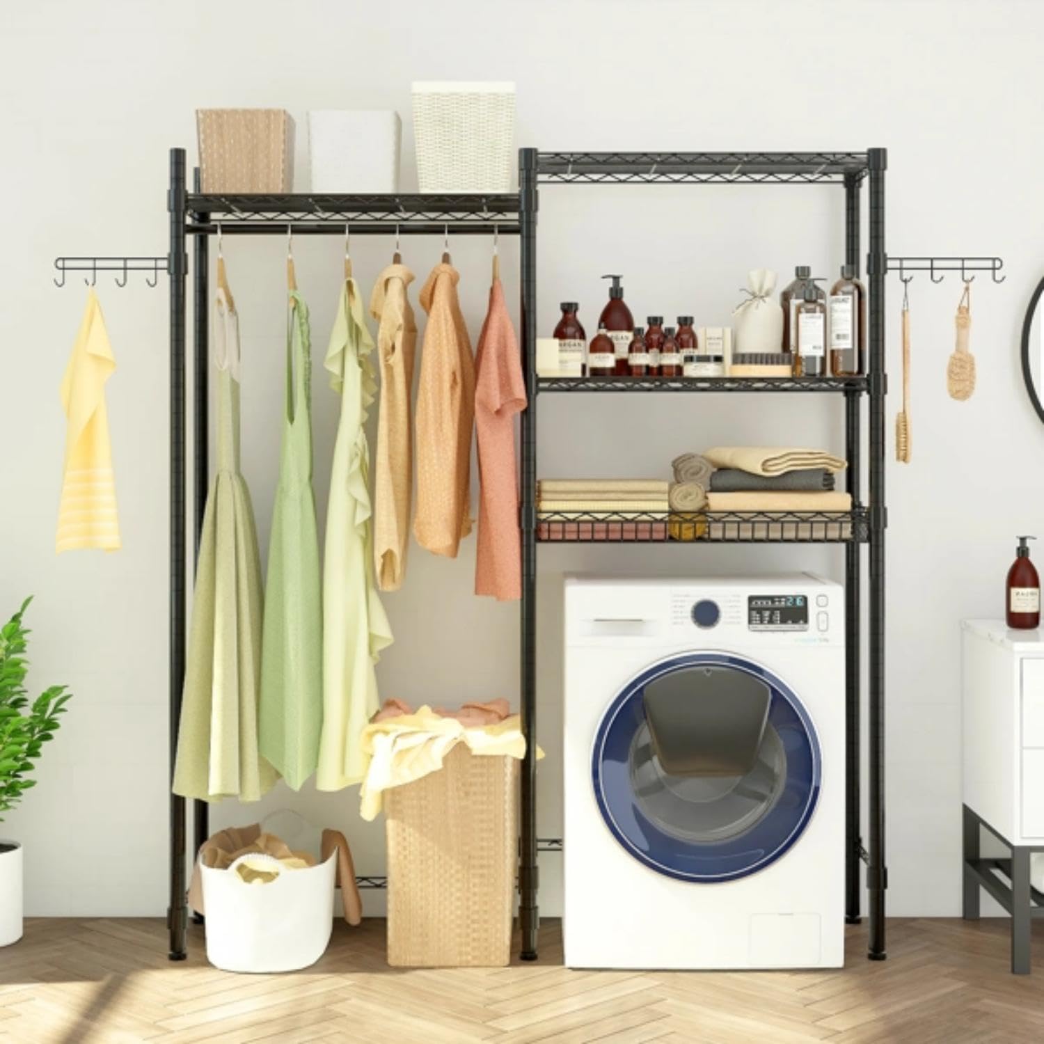 4-Tier Over Washer and Dryer Shelf - Freestanding Metal Laundry Room Storage Organizer (57.5