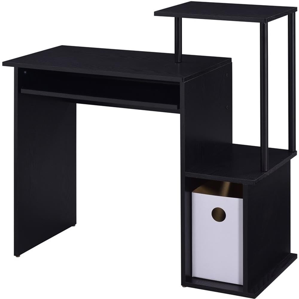 Acme Lyphre Black Wooden Rectangle Computer Desk with Keyboard Tray - Home Office Workstation for Study, Gaming & Remote Work
