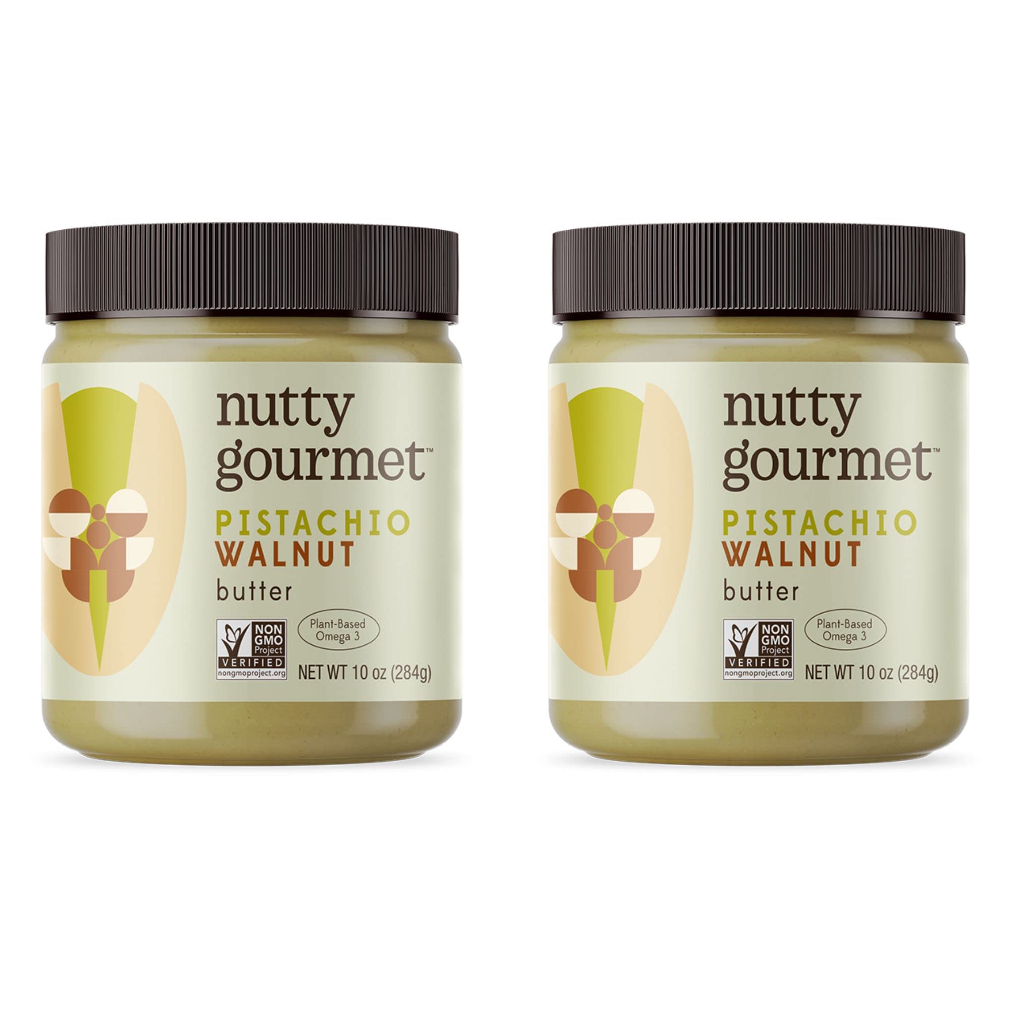 Nutty Gourmet Pistachio Walnut Spread - No Added Sugar, Palm Oil Free, Peanut Free, Gluten Free - Healthy Protein Breakfast Snack - Perfect for Dips, Fillings, Sauces & Baking - Great for Toast, Yogurt Topping, Smoothie Boost (10oz, 2 Pack)