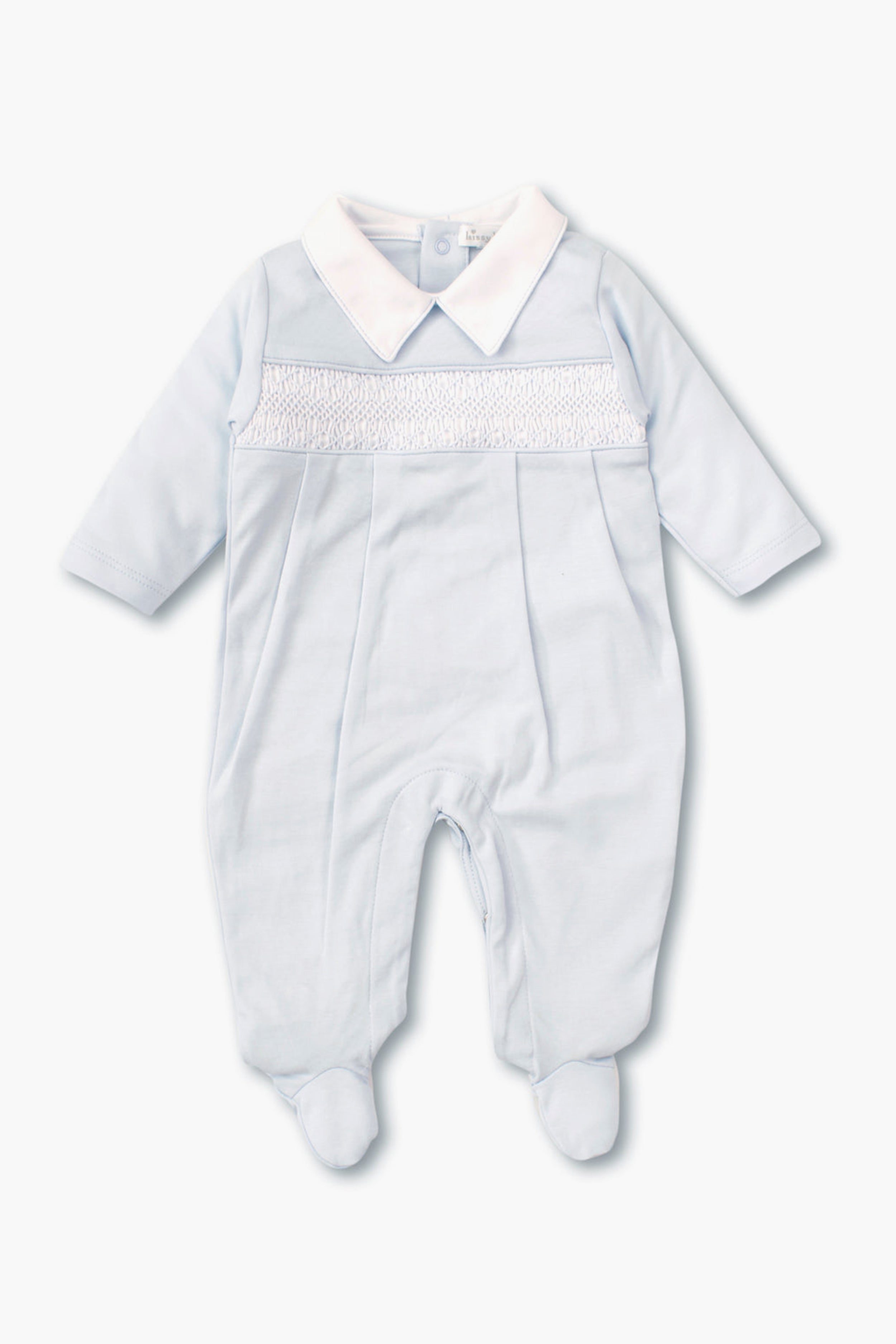 Blue Hand Smocked Footie - Soft Cotton Baby Romper for Newborns & Infants | Perfect for Photo Shoots, Playtime & Special Occasions