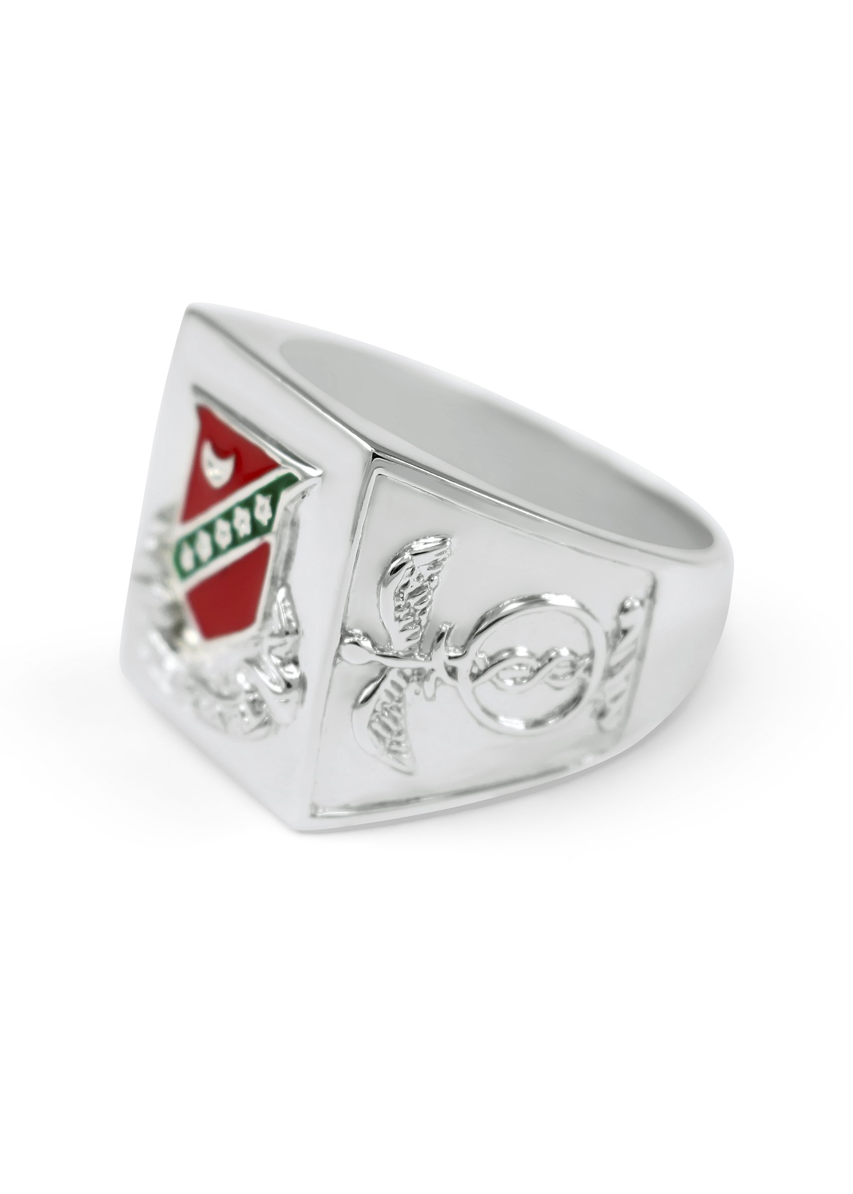 Kappa Sigma Fraternity Sterling Silver Ring with Raised Crest & Red Enamel - Perfect for Greek Life, Brotherhood Gifts & College Events