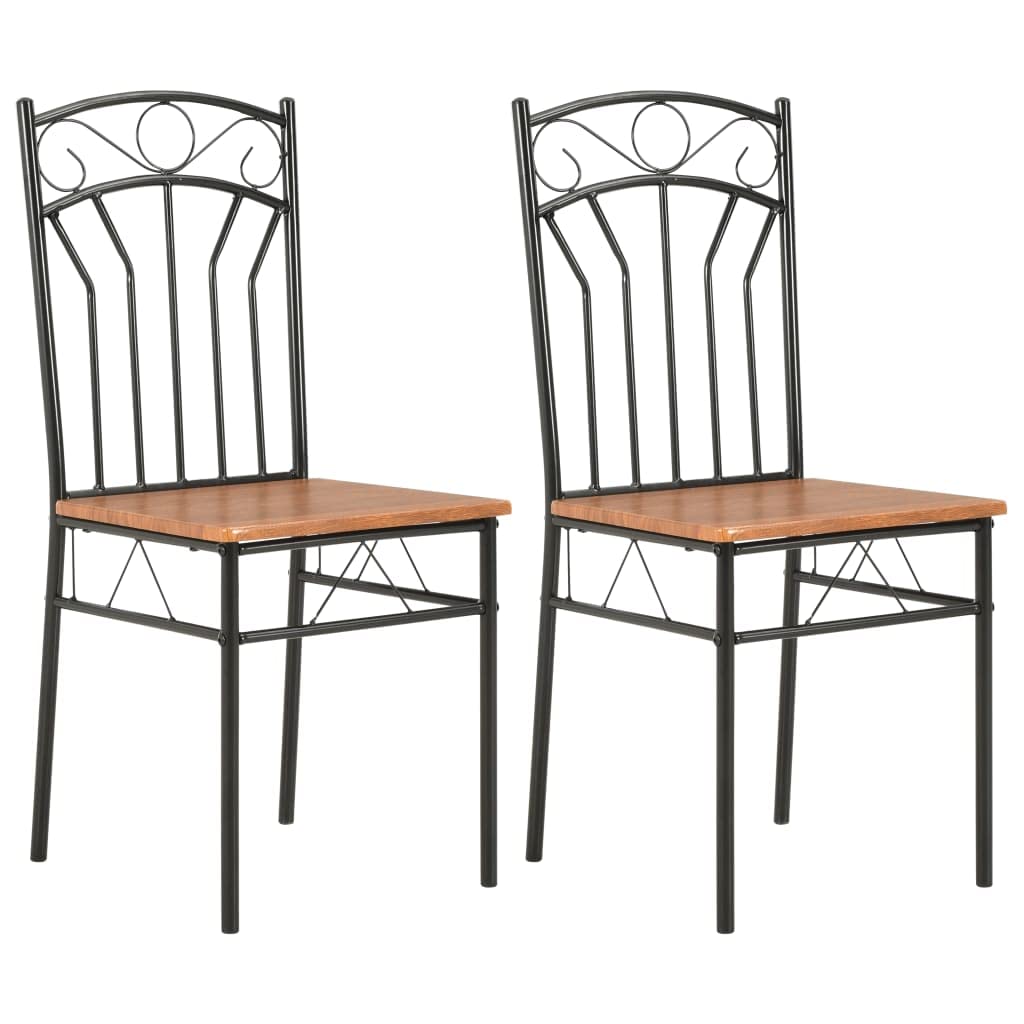 2 Pack CHARMMA Brown MDF Dining Chairs - Modern Kitchen & Dining Room Furniture Set for Home, Restaurant & Office Use