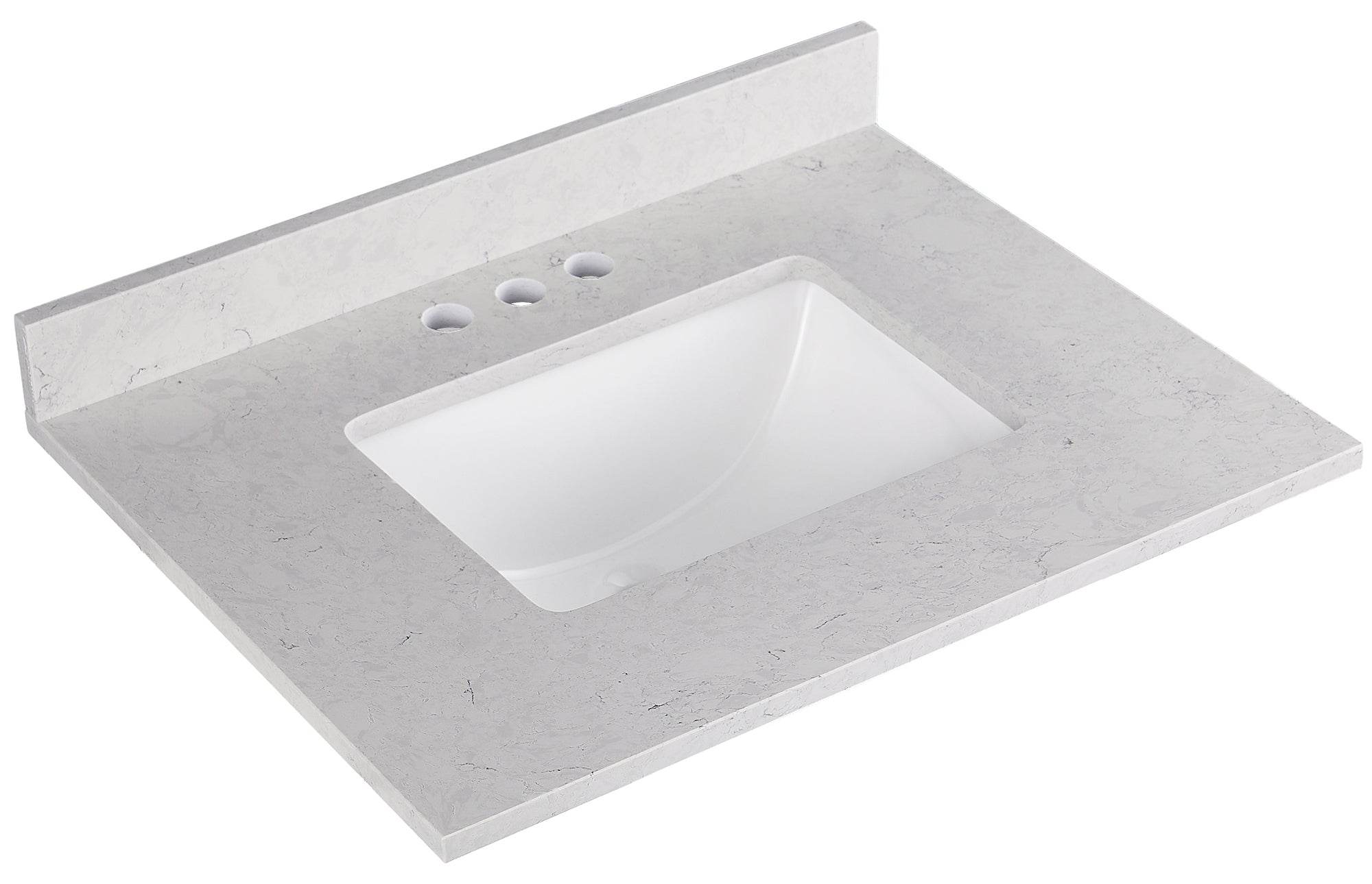 Amalfi 25W x 22D Engineered Marble Bathroom Vanity Top with Rectangular Undermount Sink - Perfect for Modern Bathroom Renovations and Master Suite Upgrades