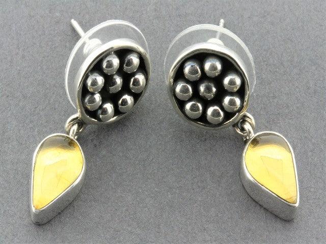 Beaded Disc Teardrop Earrings - Amber & Sterling Silver Jewelry for Women | Perfect for Weddings, Parties & Special Occasions