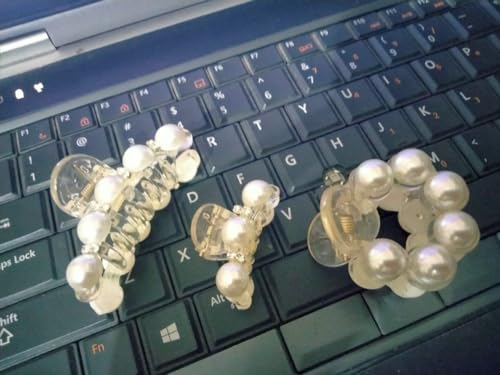 Glam Niyati Pearl Hair Clips for Women - Non-Slip Crystal Hair Claw Clamps (3-Pack) - Perfect for Weddings, Parties & Everyday Styling