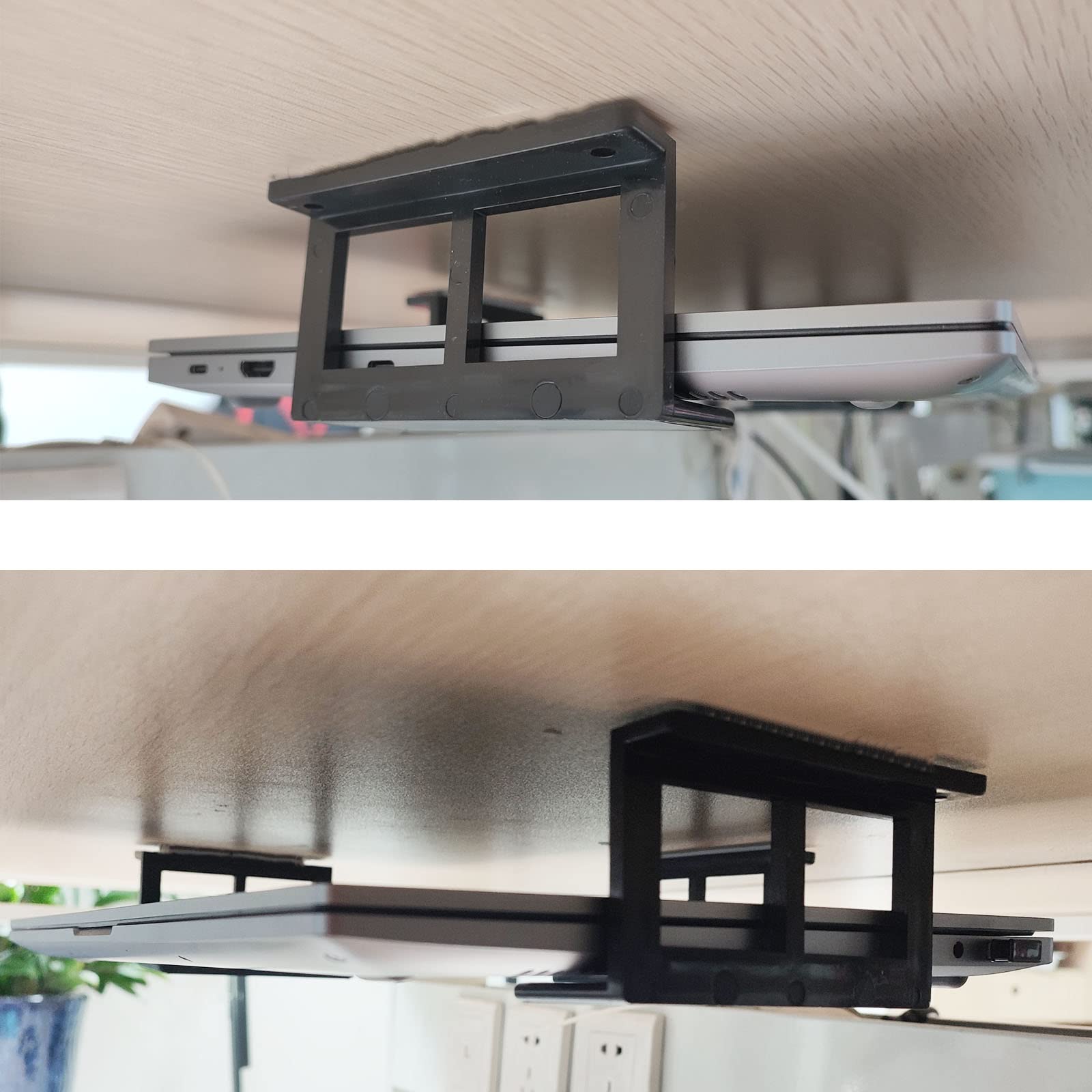 PIAOLGYI Under Desk Laptop Mount Holder with Screws - Universal Bracket for PS4, Cable Box, MacBook, Laptops Up to 1.9
