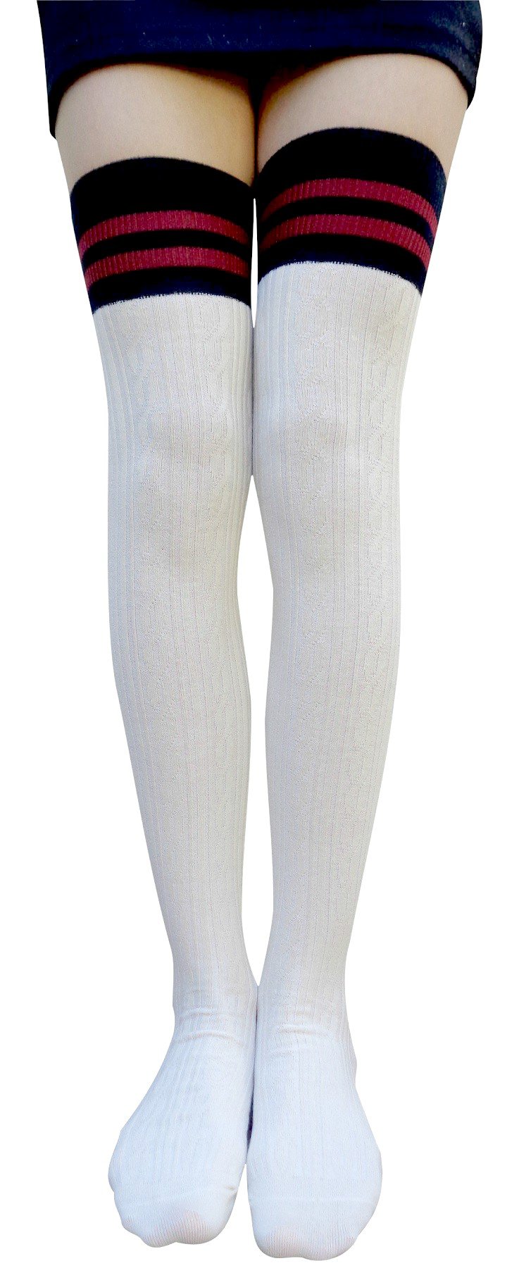 AM Landen Women's Cute Over Knee Thigh High Socks - Cable Knit Warm Winter Socks for Women - Perfect for Christmas Gifts, Outfits & Cold Weather Fashion