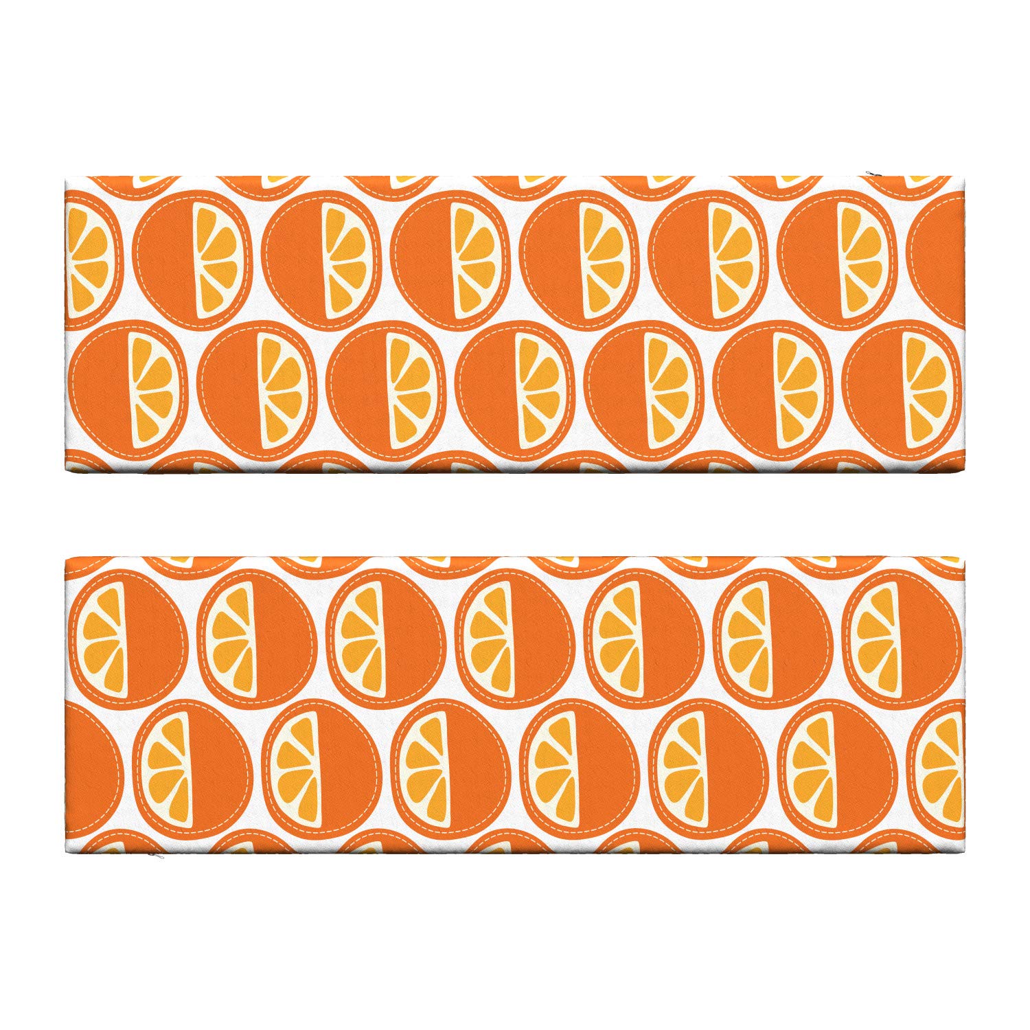 Ambesonne 2-Pack Fruit Bench Cushion Set - Orange Citrus Slice Cartoon Design, 45