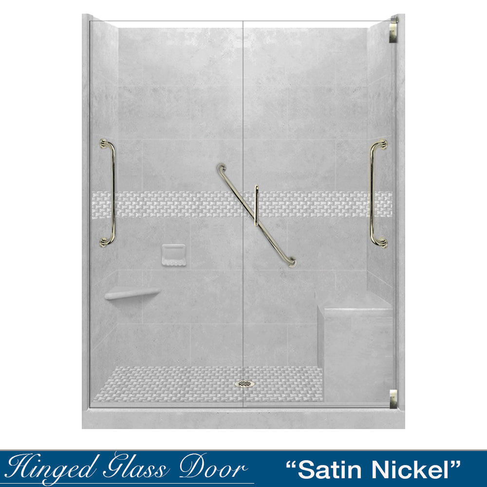 Freedom 60 Alcove DIY Shower Remodel Kit with Portland Cement, Sistine Stone & Jewel Stone Accent - Perfect for Bathroom Renovation and Modern Home Upgrade