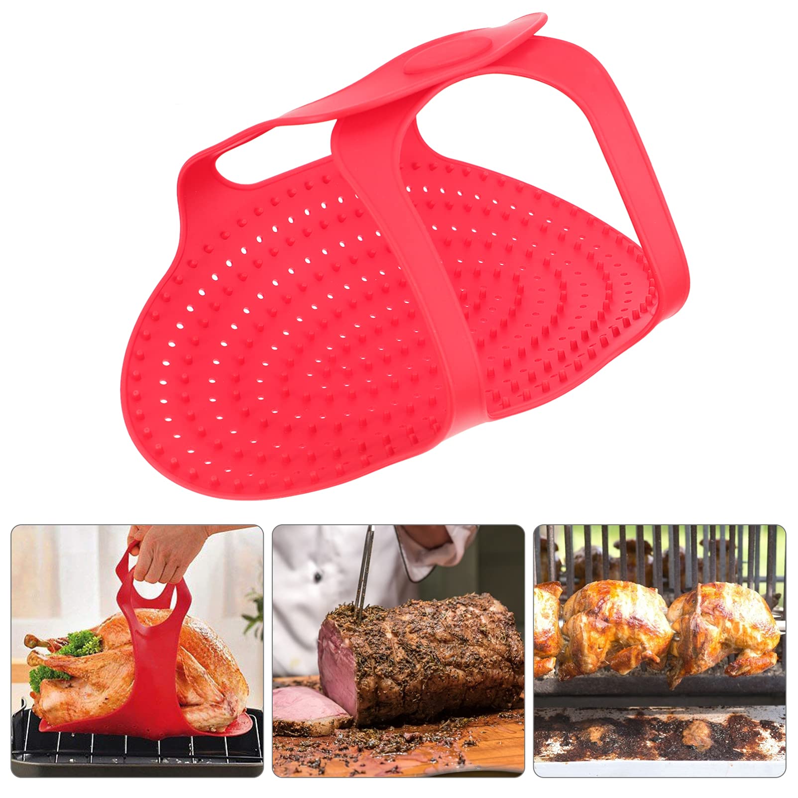 Foldable Silicone Turkey Roasting Basket - Turkey Lifter & Bakeware Sling for Easy Roasting - Durable, Non-Stick Turkey Baking Mat - Perfect for Thanksgiving, Christmas & Holiday Meals - Great for Oven, Grill & Smoker Cooking
