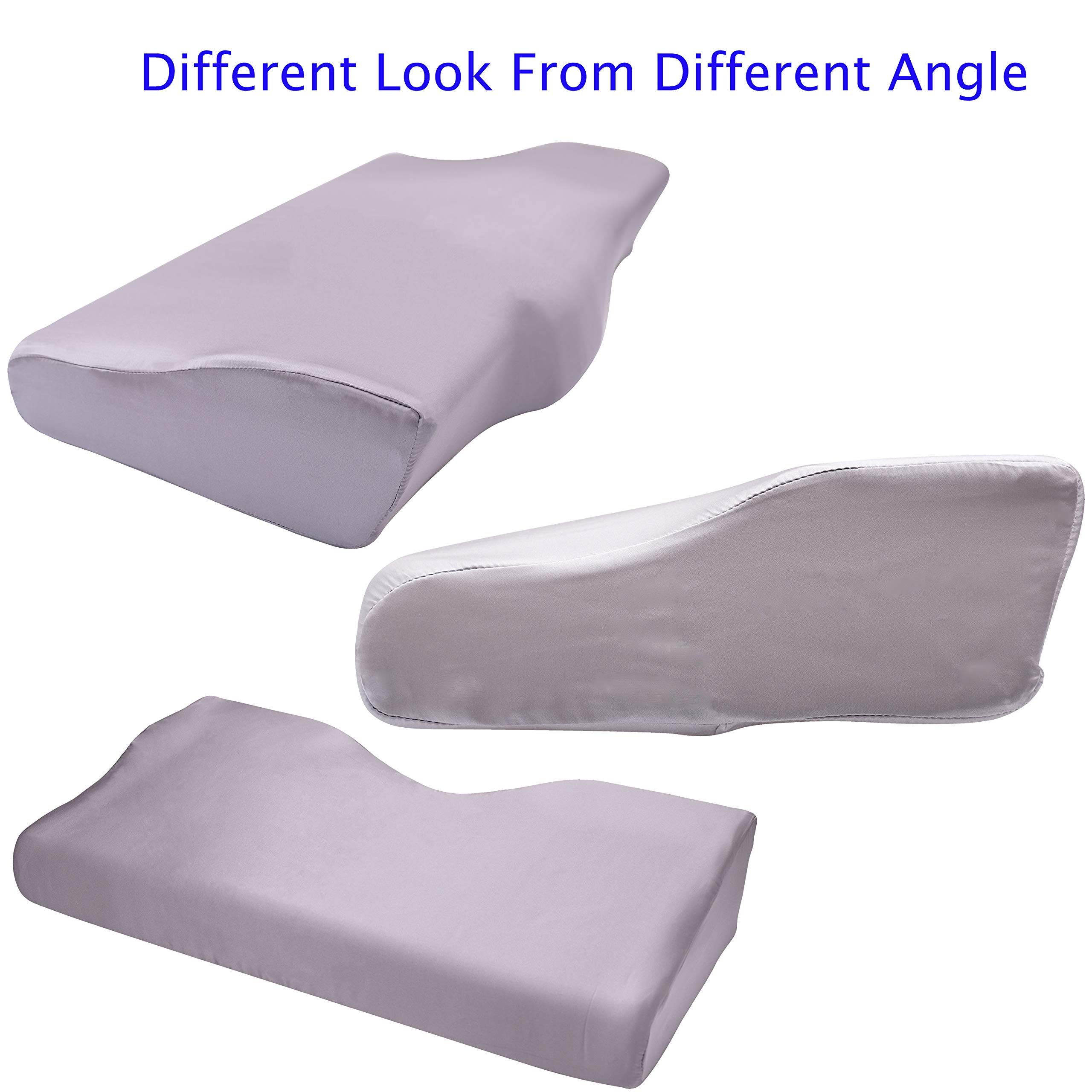 Premium Mulberry Silk Pillowcase for Orthopedic & Cervical Pillows - 24x15 Inch Grey Blue Butterfly Design - Hypoallergenic, Cooling & Hair-Friendly Cover for Memory Foam Contour Pillows - Perfect for Side Sleepers, Neck Pain Relief & Anti-Aging Skincare