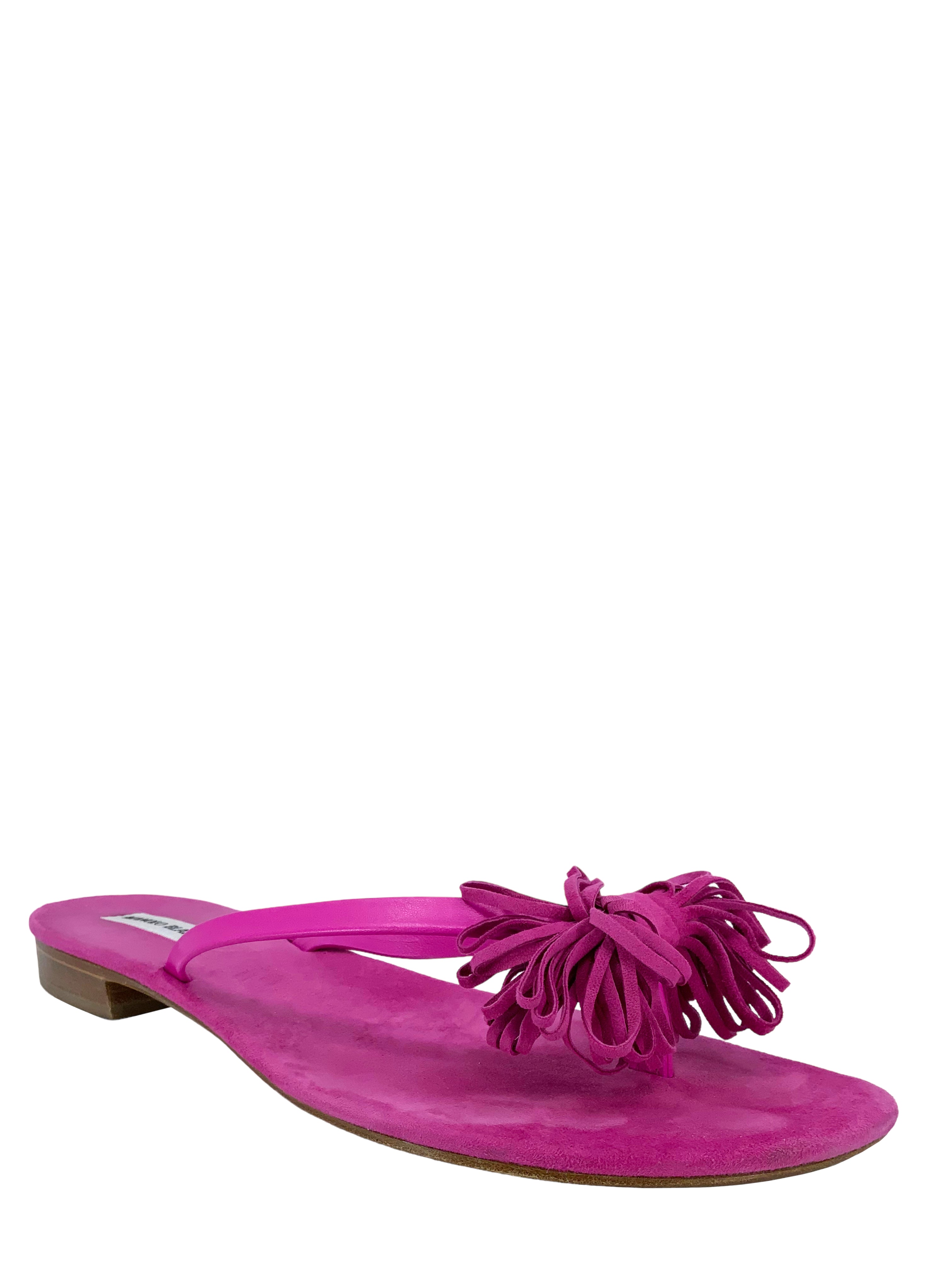 Manolo Blahnik Suede Tassel Thong Sandals for Women - Size 11 | Comfortable Summer Flip Flops for Beach, Pool & Casual Outings