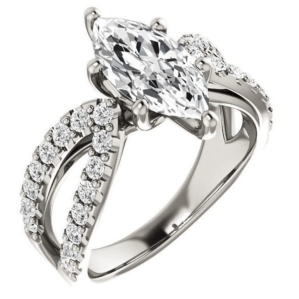 2CT Marquise Cut Colorless Moissanite Engagement Ring Set - Vintage Wedding Band, Anniversary Solitaire Halo Ring in Gold/Silver - Perfect Gift for Brides, Proposals & Special Occasions