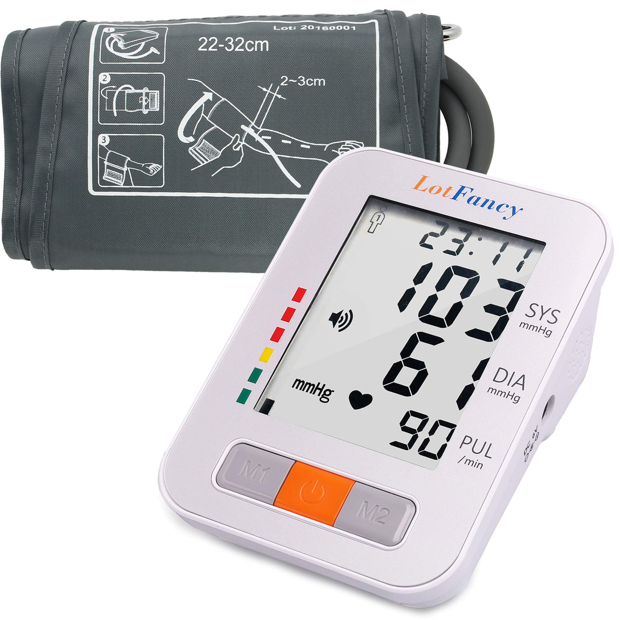 LotFancy Digital Blood Pressure Monitor - Upper Arm Cuff (9-13