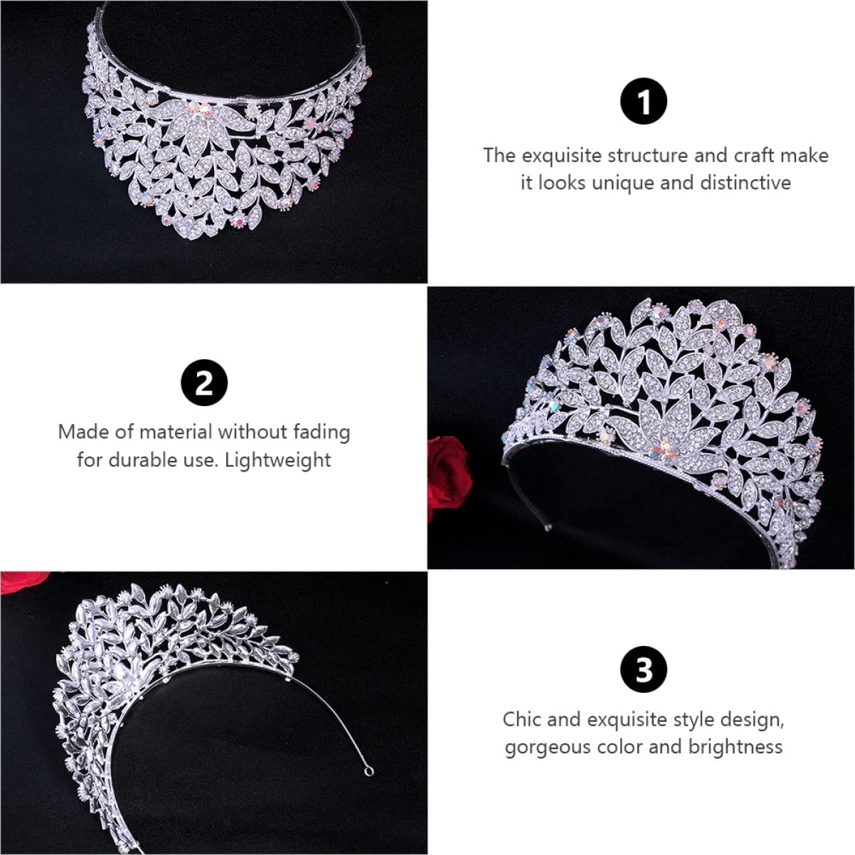 ABOOFAN 3-Piece Baroque Crown Tiara Set - Rhinestone Bridal Headpiece for Women, Wedding Headdress, Prom Queen Accessories with Alloy Rhinestones - Perfect for Bridal Showers, Pageants, and Special Occasions