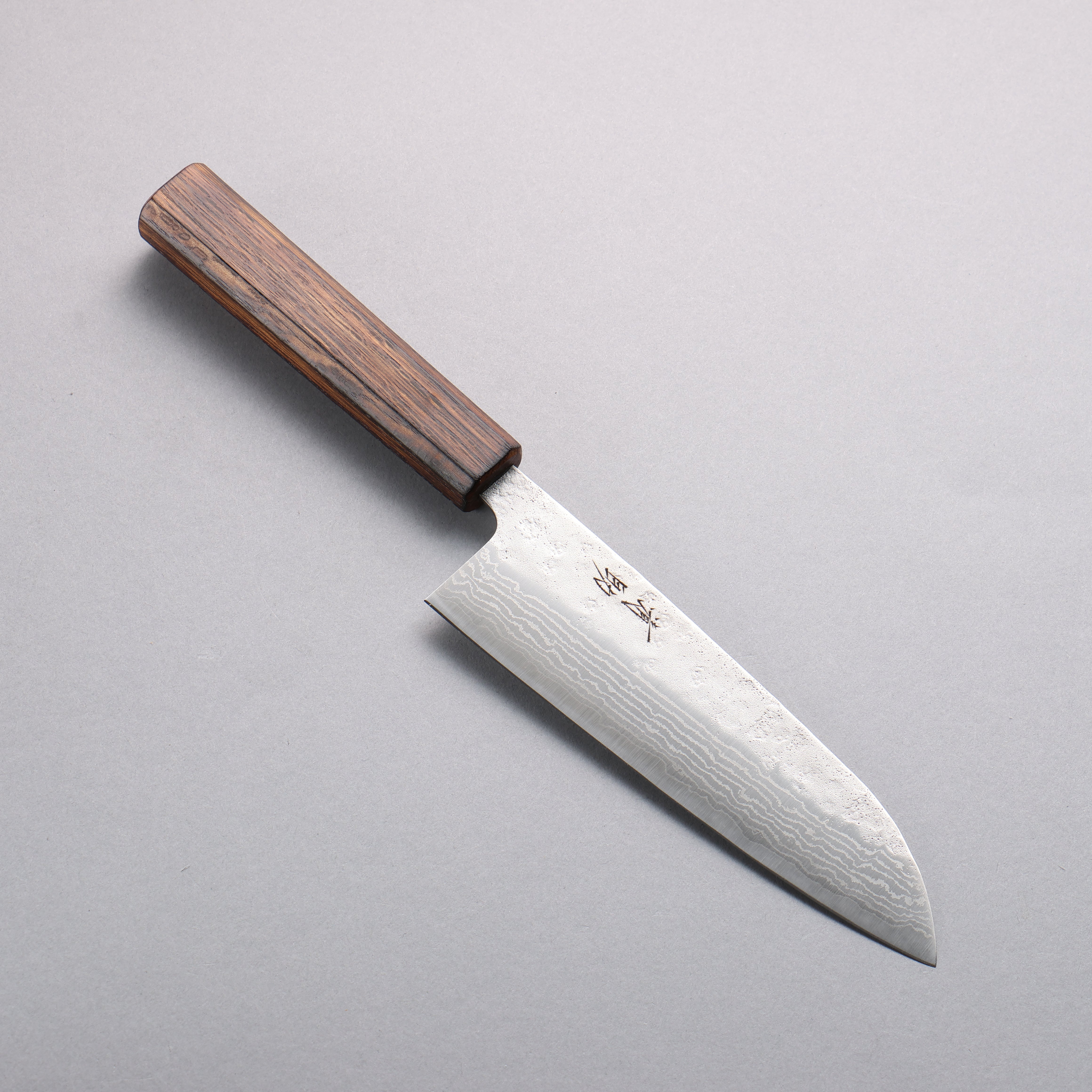 Premium 440C Stainless Steel Hammered Damascus Santoku Knife 170mm with Oak Handle - Japanese Kitchen Knife for Slicing, Dicing, and Chopping Vegetables, Meat, and Fish