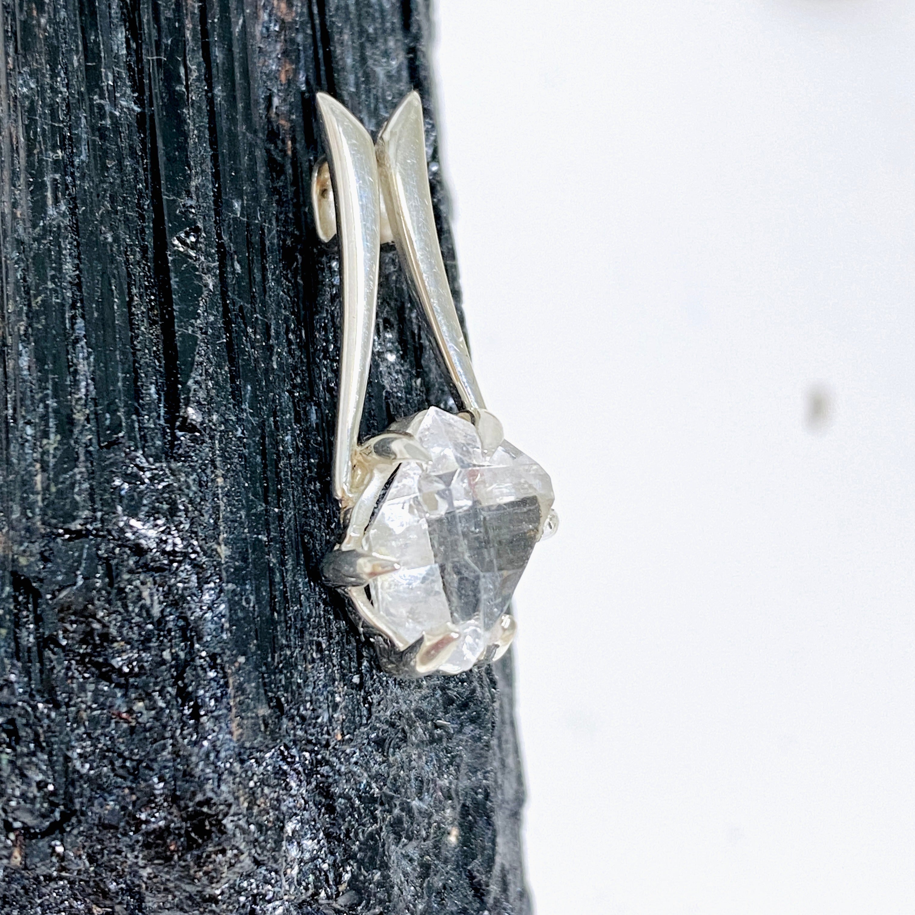 Natural Herkimer Diamond Pendant Necklace - 70 Carat BTP (Beaded Triangle Pendant) - Healing Crystal Jewelry for Meditation, Energy Work & Spiritual Gifts