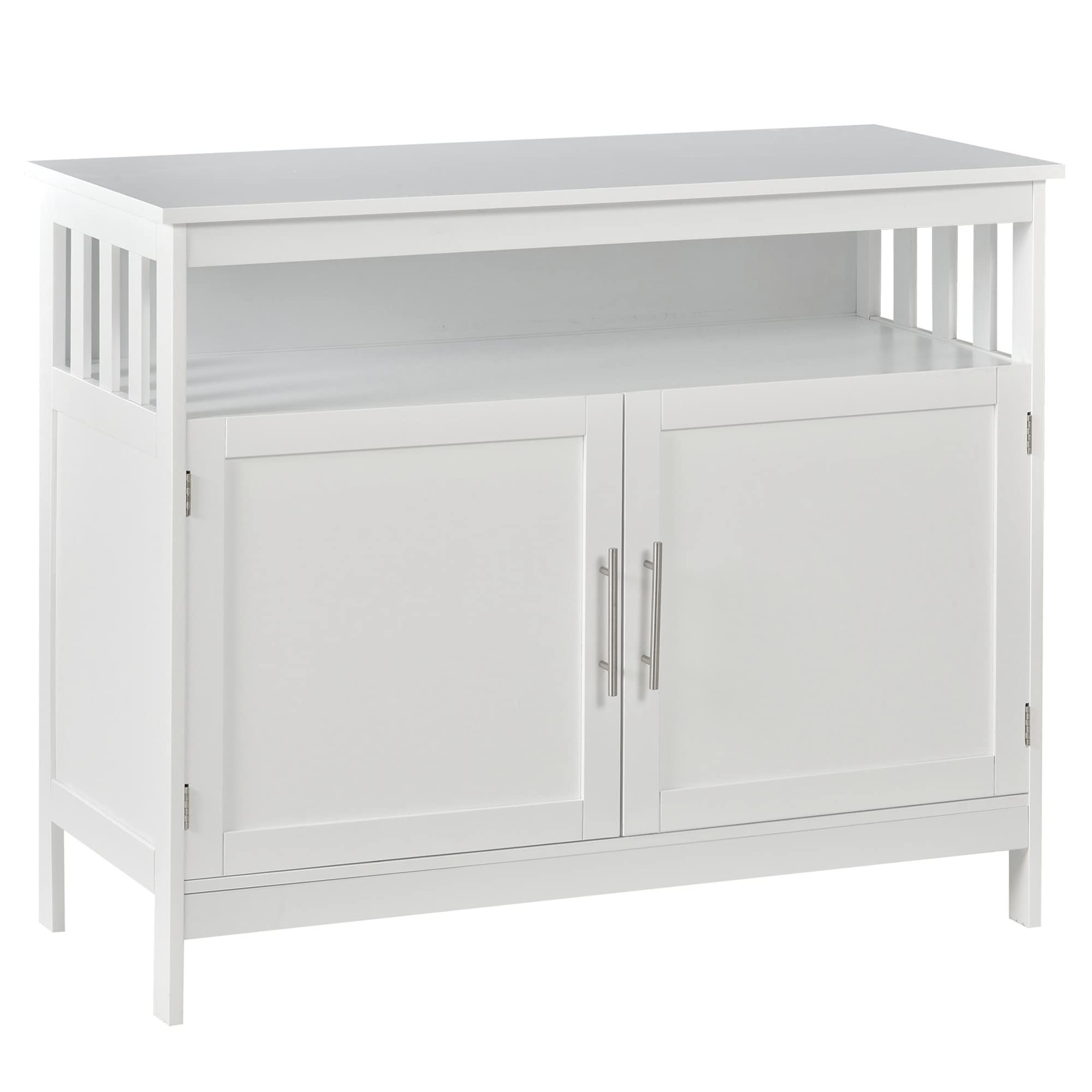 HOMCOM Modern Sideboard Buffet Cabinet - White Coffee Bar with 2-Tier Shelf & Open Storage | Perfect for Dining Room, Living Room & Kitchen Organization