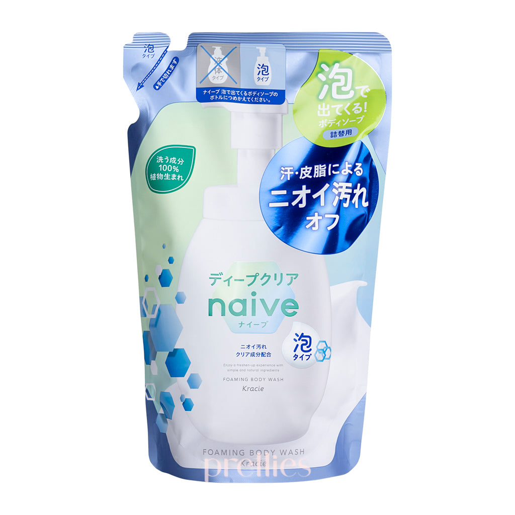 Kracie Naive Foaming Body Soap Refill 480ml - Deep Clear Citrus Floral Scent | Gentle Cleansing for Dry & Sensitive Skin | Perfect for Shower & Bath Time Relaxation