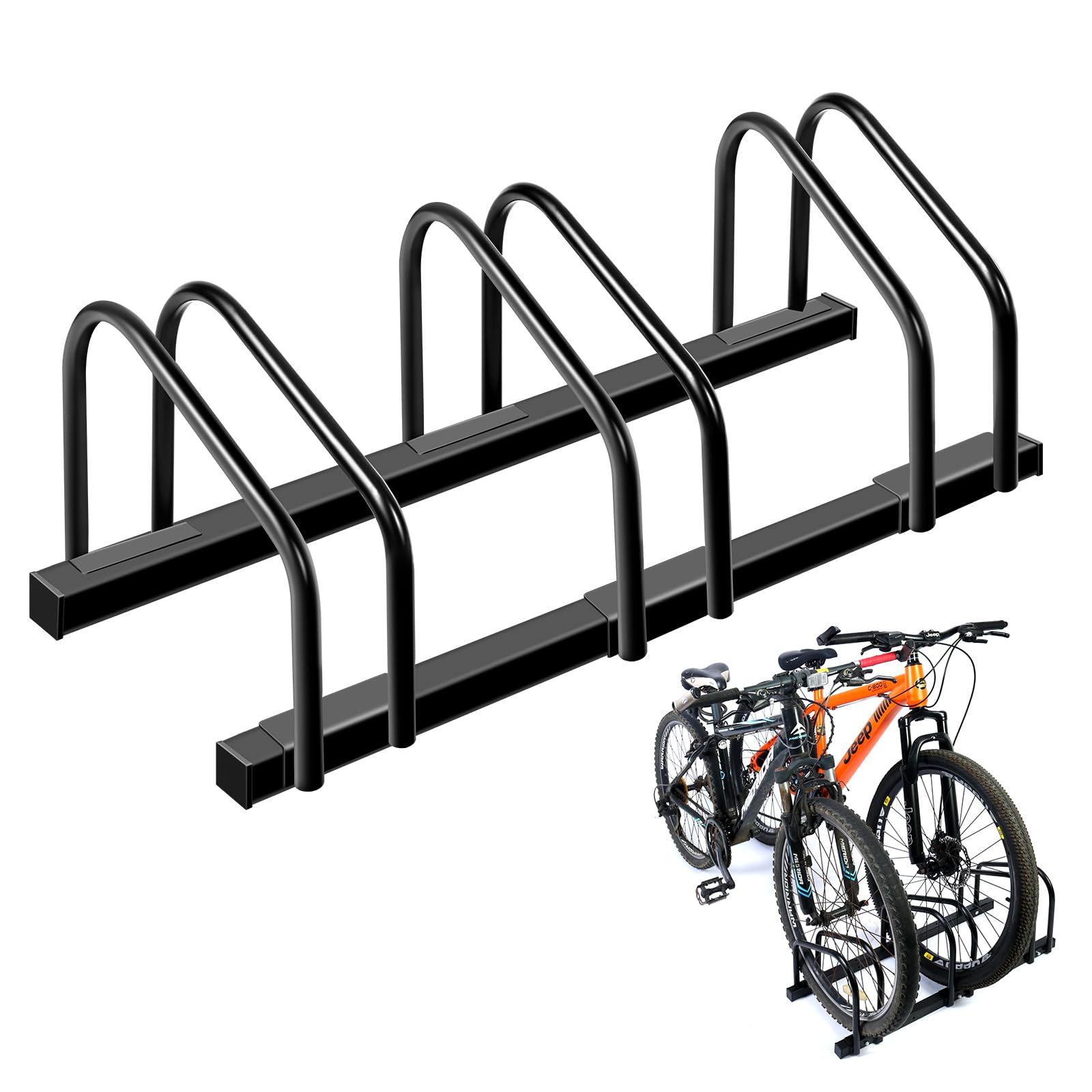 **Auwey Bike Floor Rack - Heavy Duty Bicycle Parking Stand for Mountain & Road Bikes - Fits 22-28