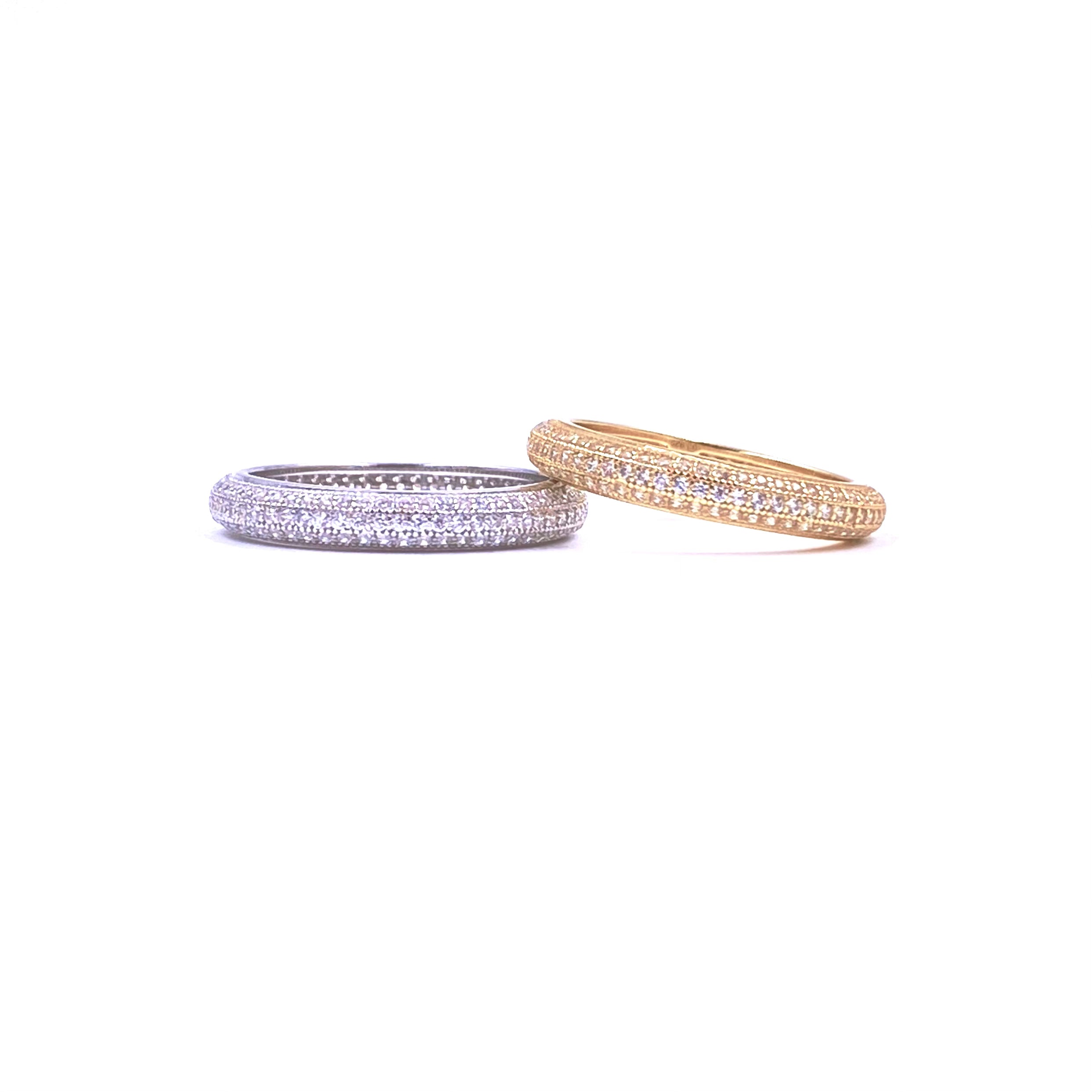 Ashley Gold Sterling Silver Plated Cubic Zirconia Eternity Band Ring for Women - Perfect for Weddings, Anniversaries & Special Occasions