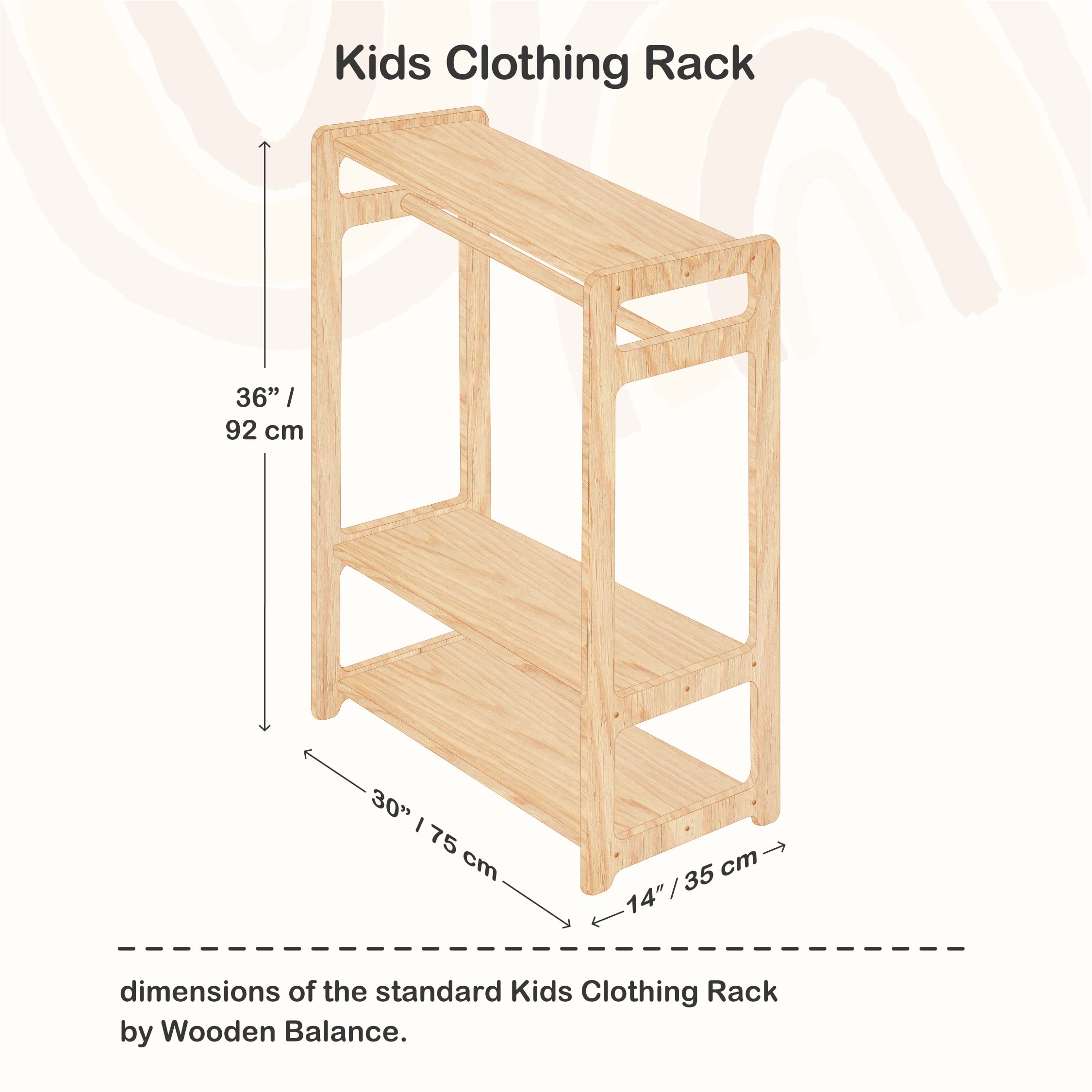 Set of 3 Montessori Toy Shelves & Kids Clothing Rack - Wooden Open Storage Shelves for Toys, Books & Clothes - Perfect for Playroom, Bedroom & Montessori Classroom Organization