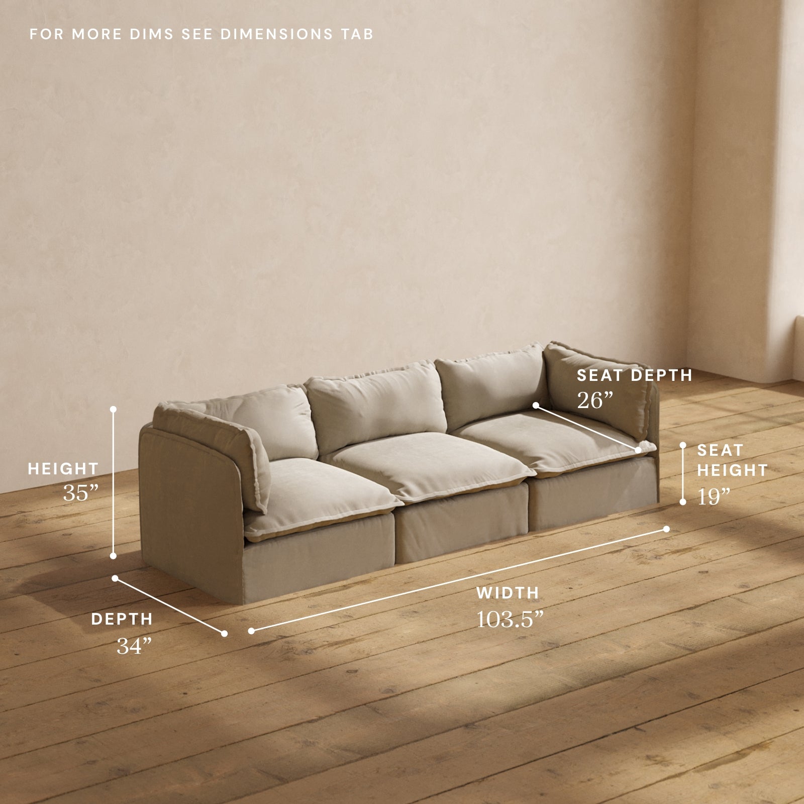 Premium Modular Performance 3-Seater Sofa in Dune Color | Luxe Blend Fabric | Perfect for Living Rooms, Home Theaters & Office Lounges