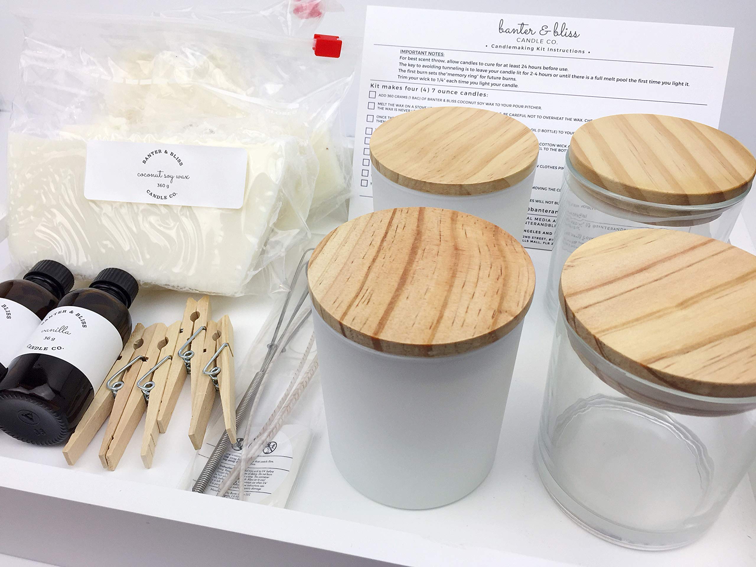 Banter & Bliss DIY Coconut Wax Candle Making Kit - 32-Piece Set for 4 Handmade 7 oz Candles | Eco-Friendly, Minimalist & Modern Home Decor | Perfect for Gifts, Weddings, Relaxation & Aromatherapy