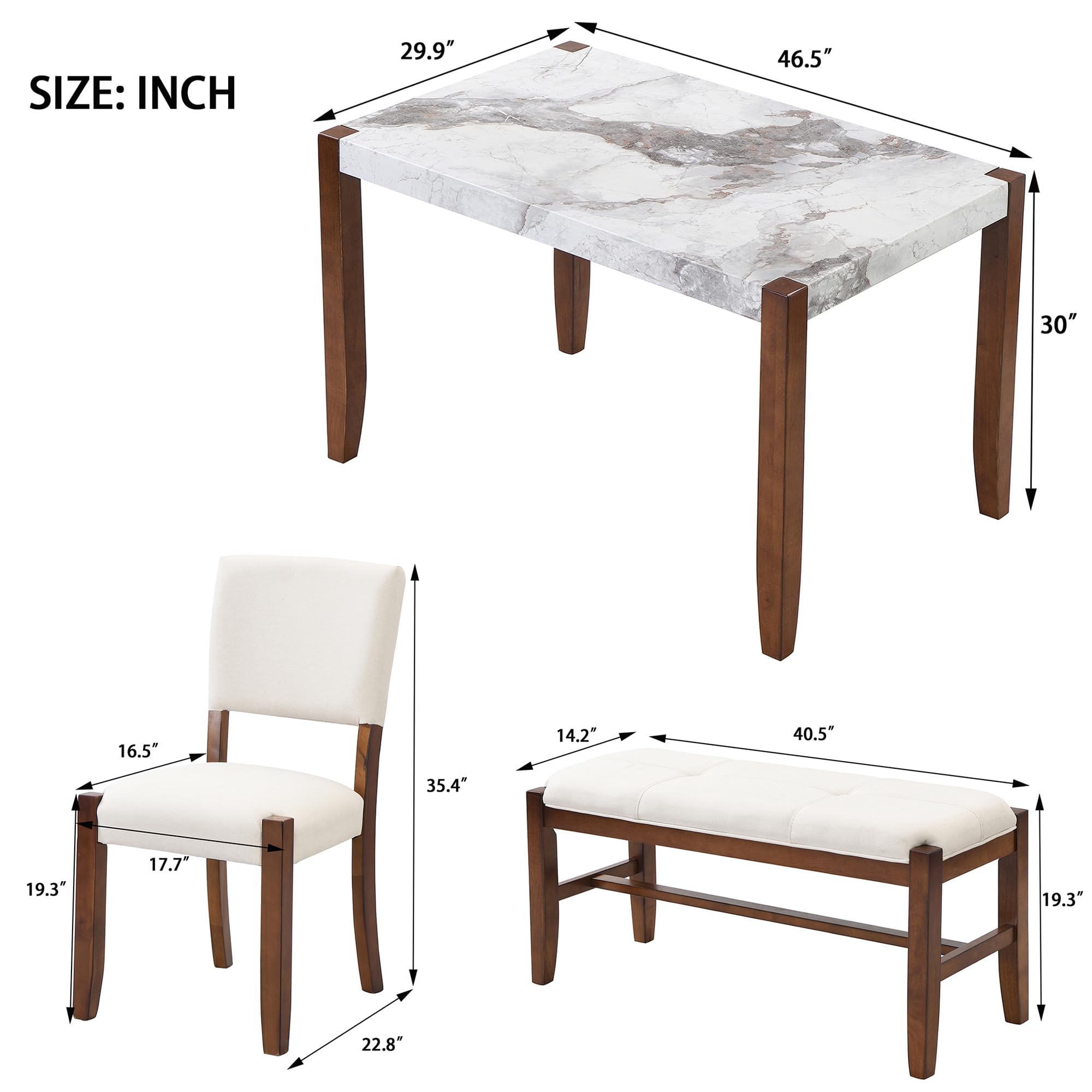 Merax 4-Piece Dining Table Set with 46