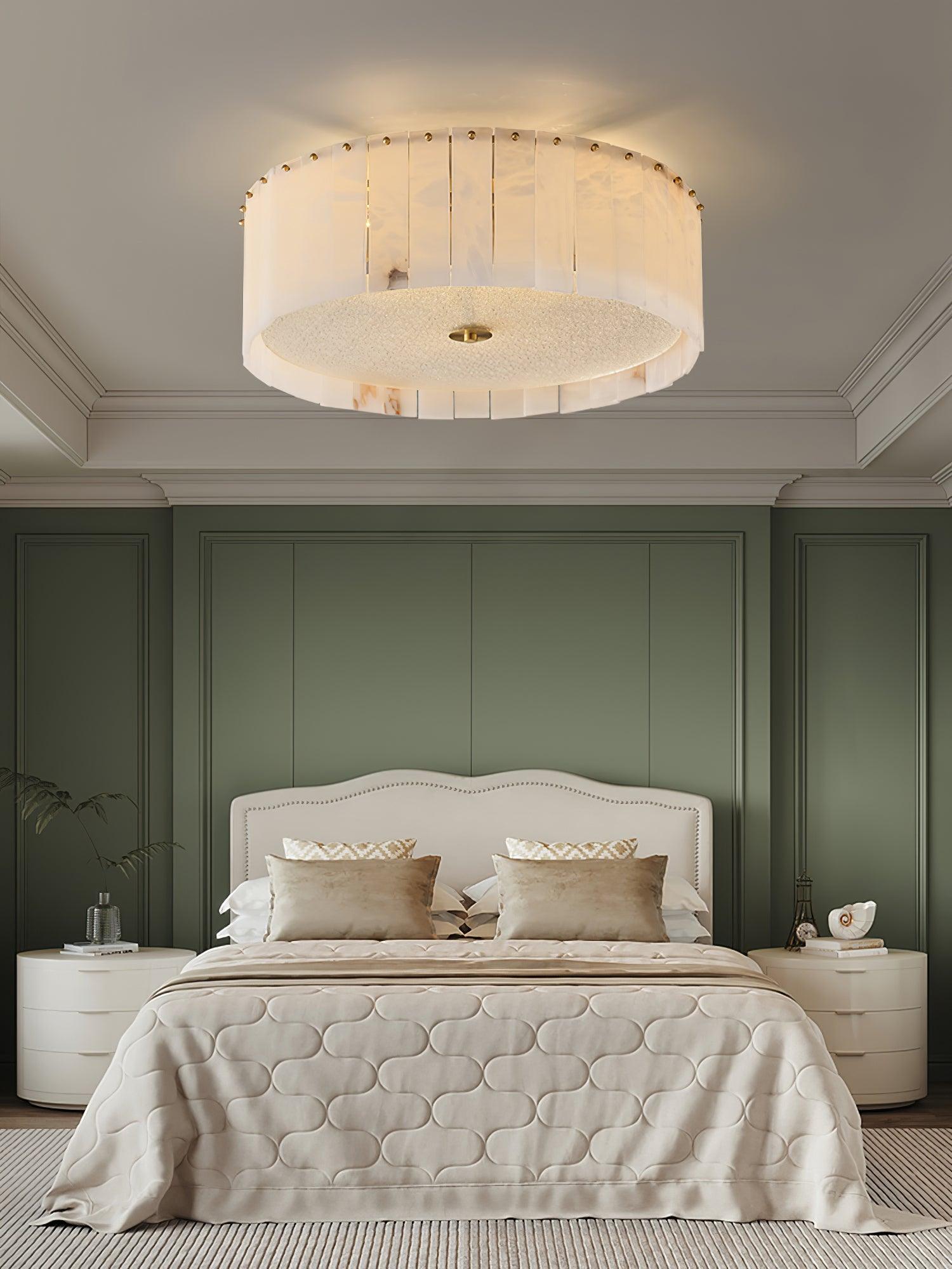 Elysian Alabaster Ceiling Light Fixture - Modern White Chandelier for Living Room, Bedroom & Dining Room Lighting Decor