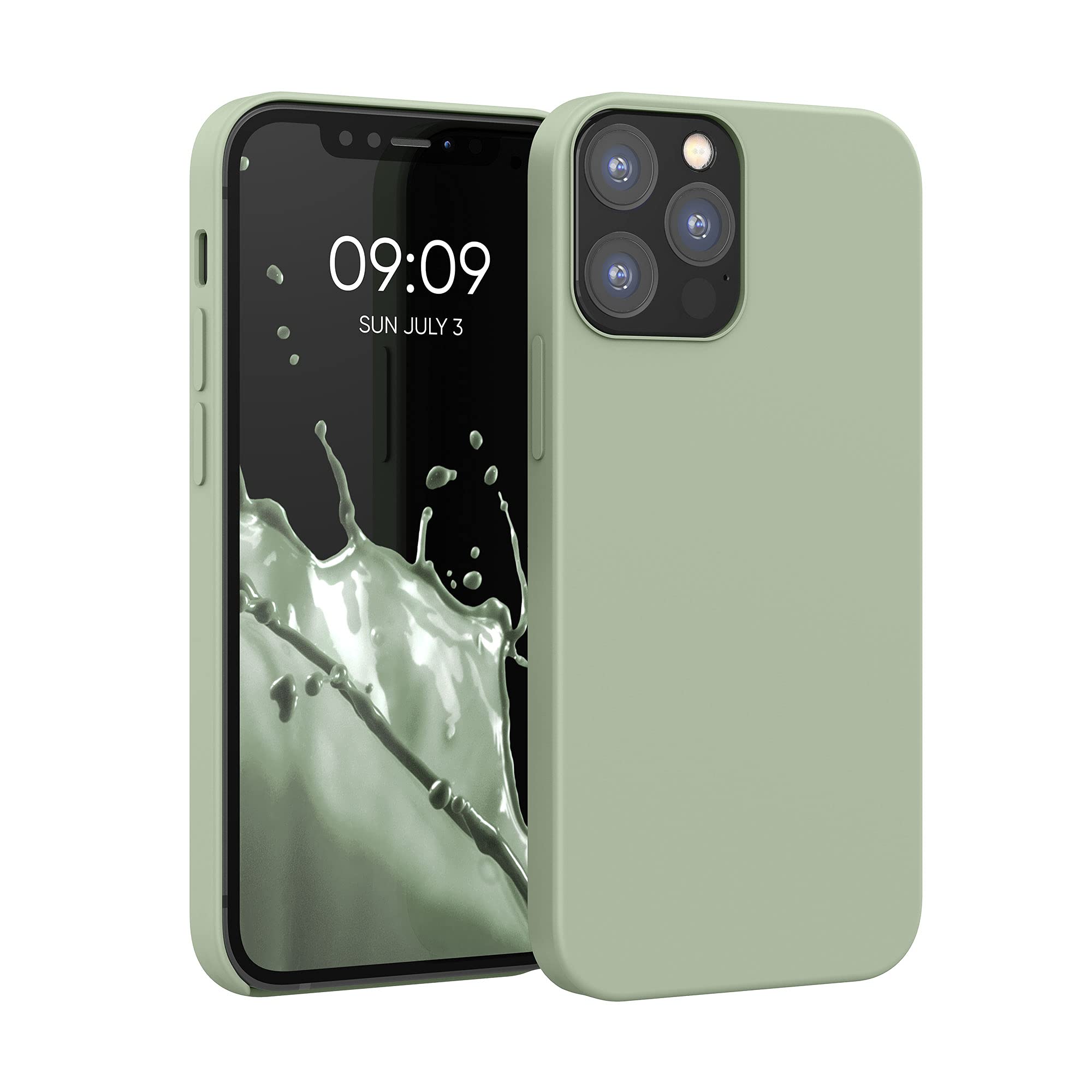 kwmobile Premium TPU Silicone Case for Apple iPhone 12 & iPhone 12 Pro - Soft Protective Phone Cover in Gray Green - Perfect for Everyday Use & Drop Protection