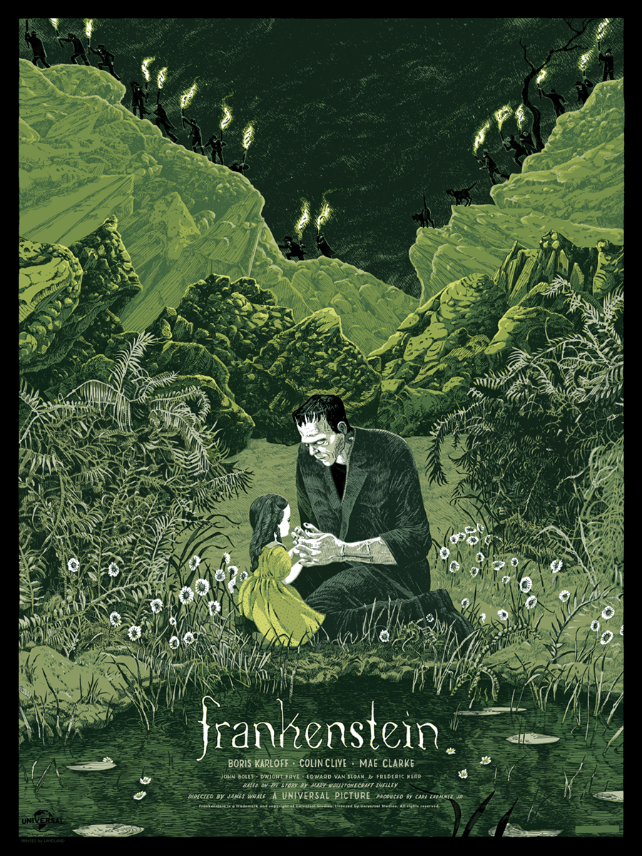 Frankenstein J Seamans Vintage Poster - Classic Horror Movie Art Print for Home Decor, Office & Halloween Party Decoration