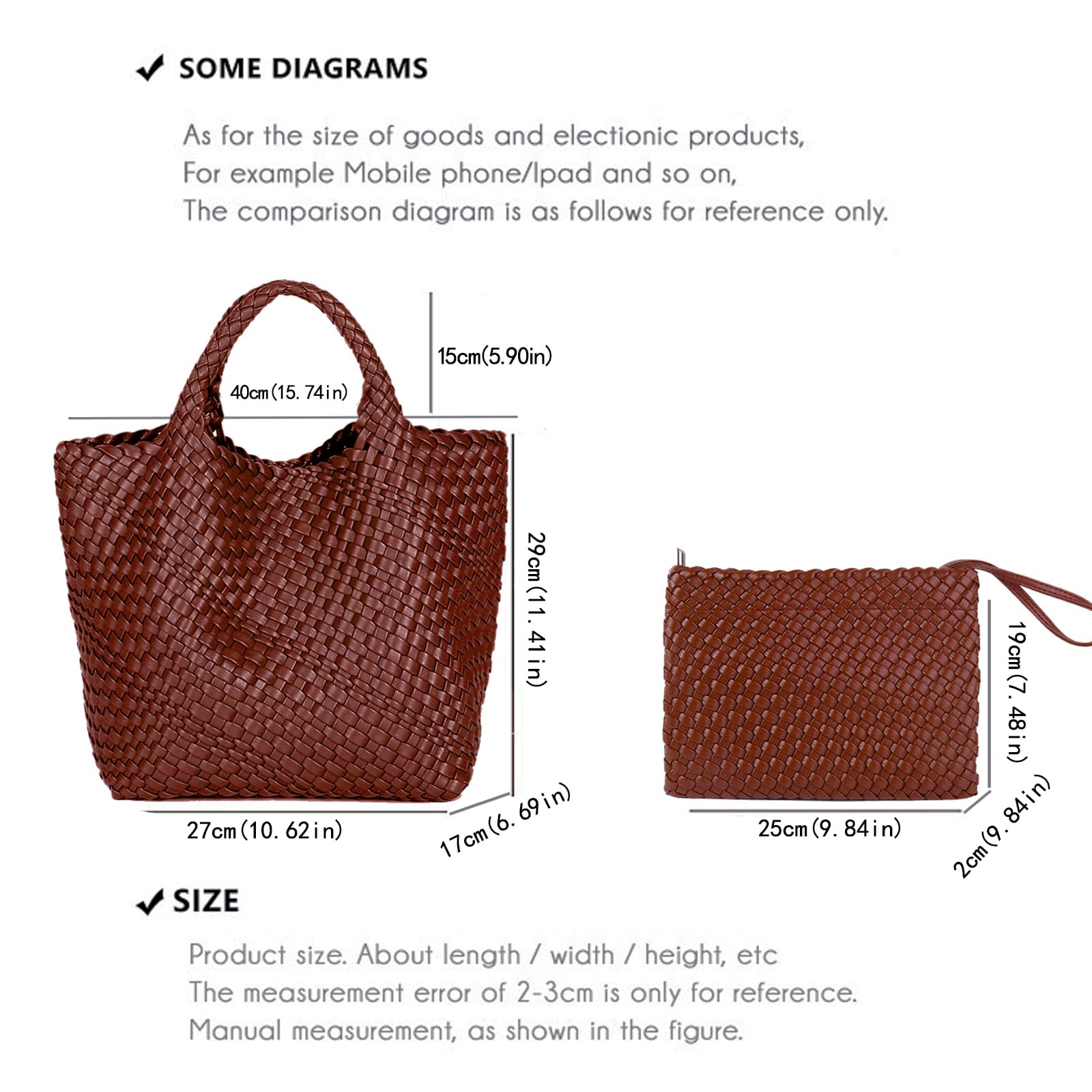 JINMANXUE Women's Fashion Woven Tote Bag - Large Capacity Shopper Handbag for Travel, Work & Daily Use | Stylish Shoulder Purse for Women