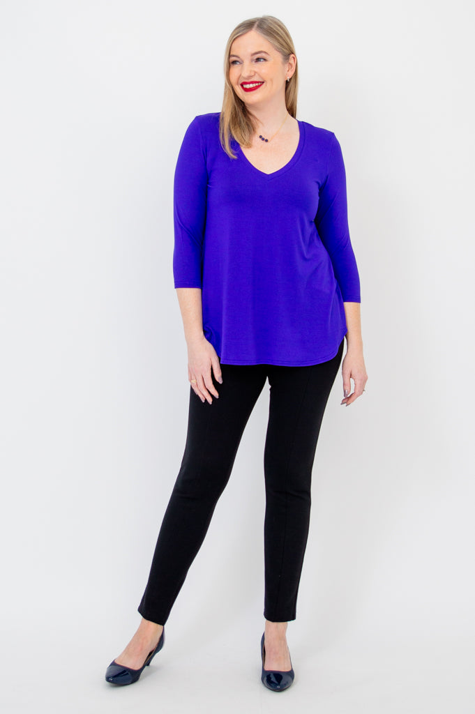 Jackie 3/4 Sleeve Bamboo V-Neck Blouse - Soft Violet Womens Top for Work & Casual Wear | Breathable Bamboo Fabric for Office & Everyday Outfits