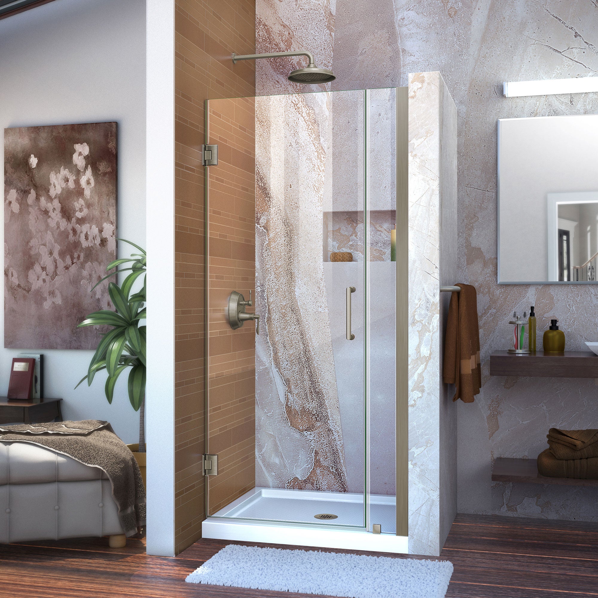 DreamLine Unidoor 30-31 Inch W x 72 Inch H Frameless Hinged Shower Door - Clear Tempered Glass for Bathroom & Walk-In Showers - Easy Installation & Modern Design