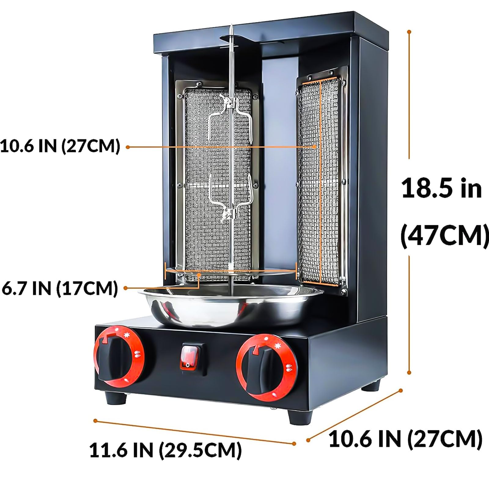 Vertical Rotisserie Shawarma Machine - Commercial Rotating Grill for Tacos Al Pastor, Chicken & Kebabs | Perfect for Restaurants, Food Trucks & Catering