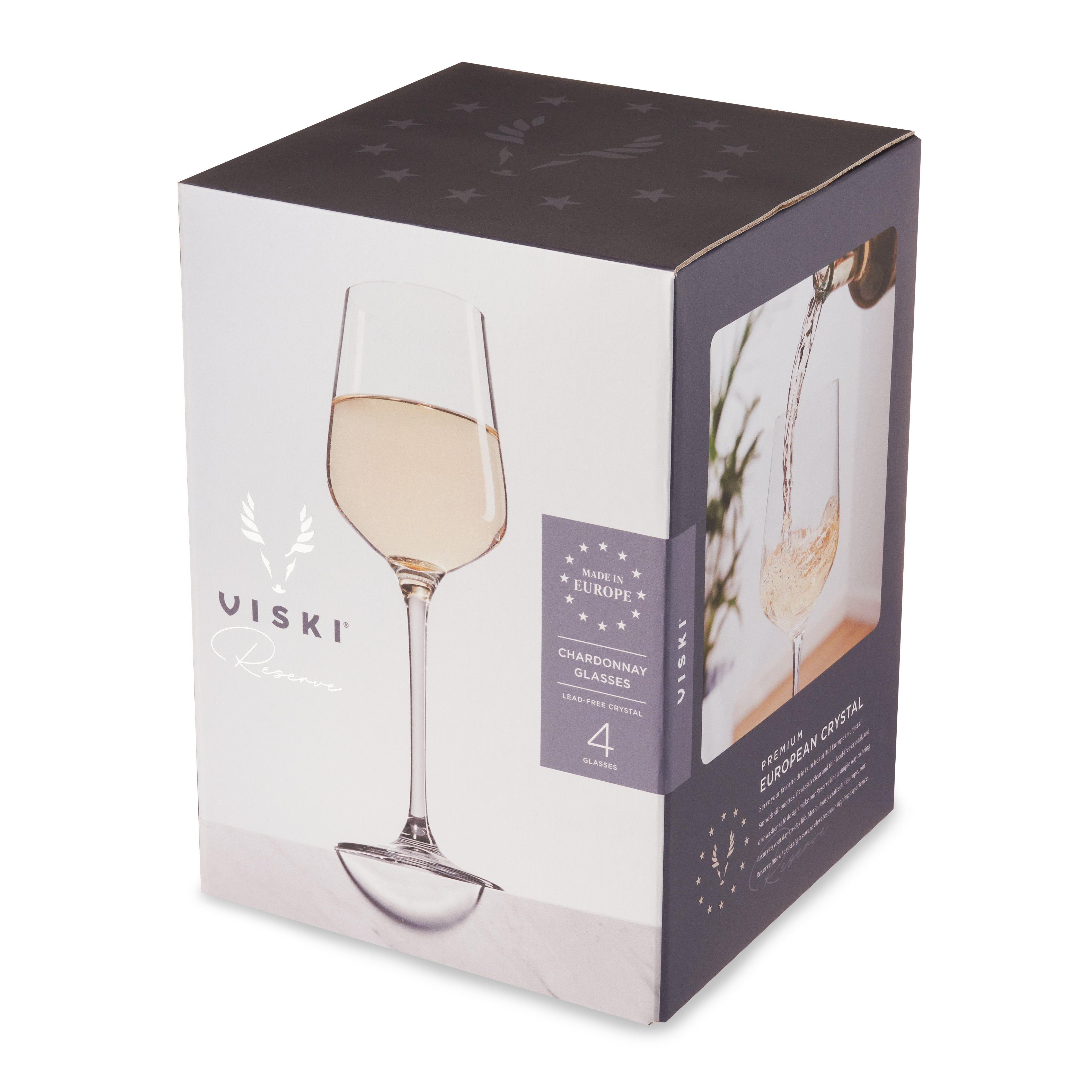 Premium Inez Crystal Chardonnay Wine Glasses Set of 4 - Elegant Stemware for Fine Dining, Wedding Gifts & Home Entertaining