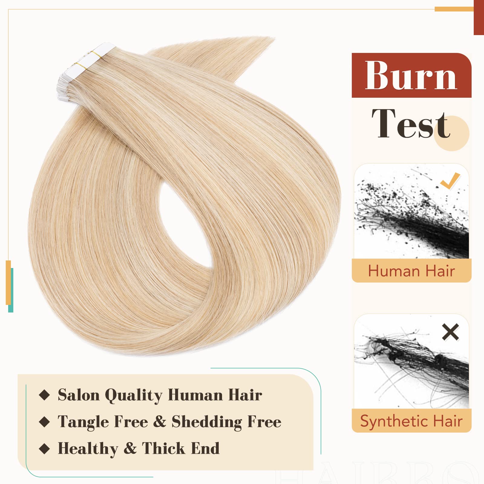 Premium 18 Inch Tape In Hair Extensions - 50g 20pcs Human Remy Hair #24 Natural Blonde - Seamless Skin Weft for Women - Easy Glue-Free Application - Perfect for Volume, Length & Styling - Great for Parties, Weddings & Daily Wear