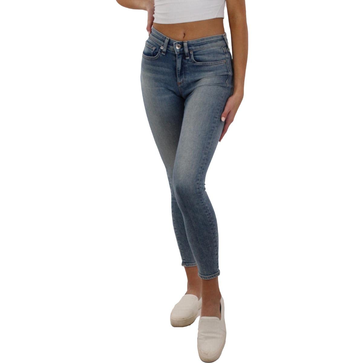 rag & bone Women's Cate Mid-Rise Ankle Skinny Jeans - Stretch Denim Pants for Casual Wear & Night Out | Slim Fit, Comfortable & Stylish