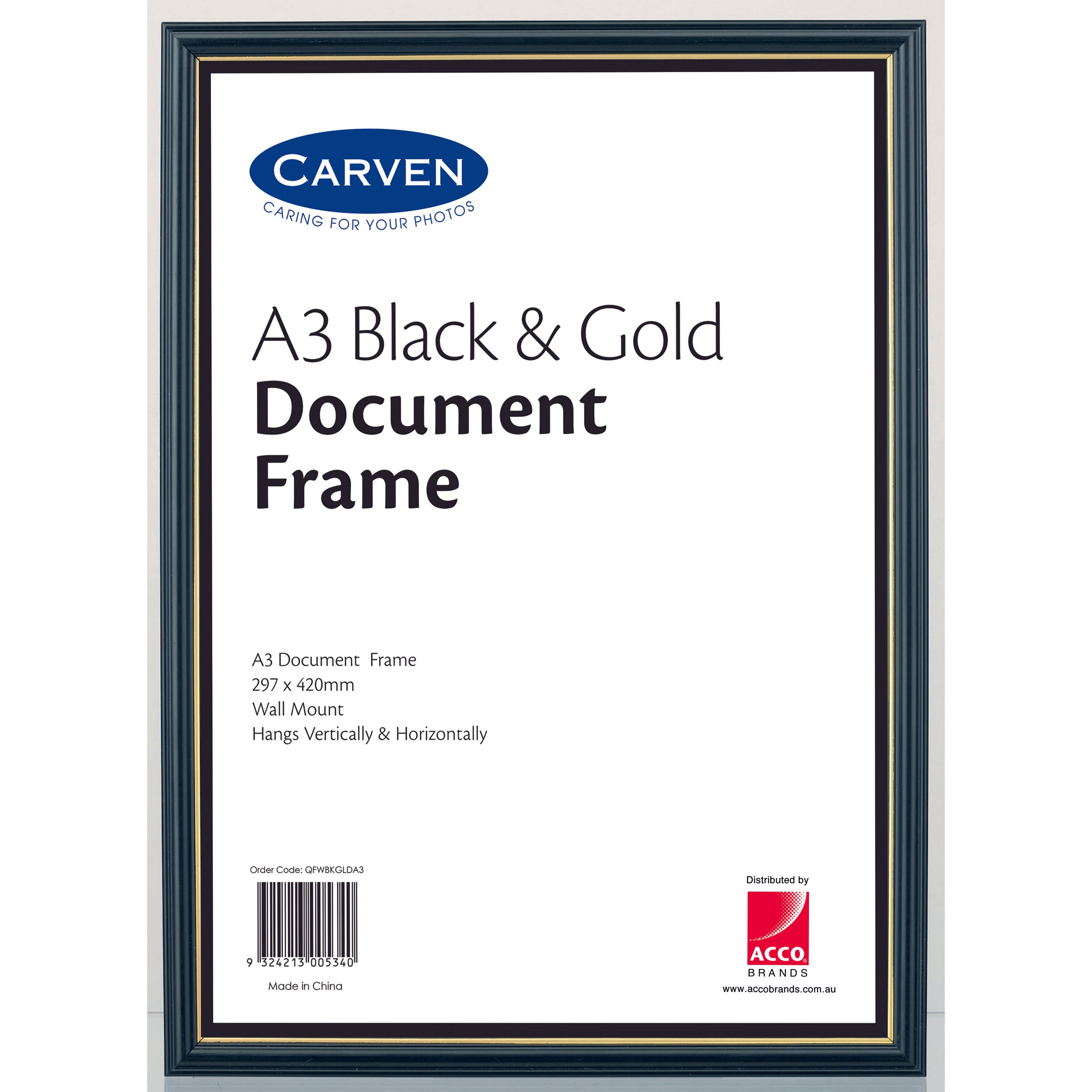 Elegant A3 Document Frame in Black & Gold - Perfect for Office, Home Decor, and Professional Presentations