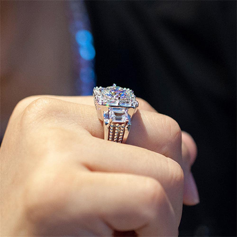925 Sterling Silver Shiny Full Diamond Ring - Cubic Zirconia Cocktail Rings for Women | Multi Row Eternity Wedding Band | US Size 10 | Perfect for Engagement, Anniversary & Special Occasions