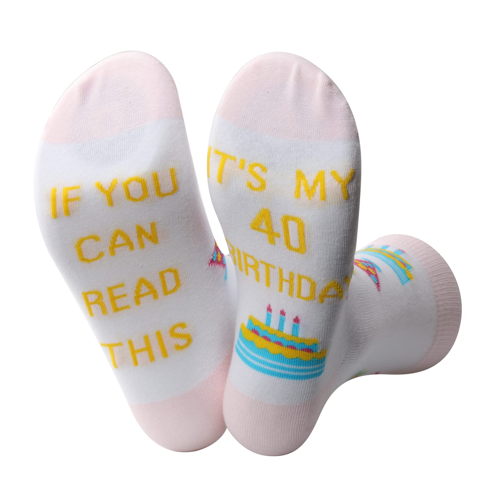 JXGZSO Funny 40th Birthday Socks for Women - 'If You Can Read This It's My 40th Birthday' Novelty Gift - Perfect for Birthday Parties, Milestone Celebrations & Humorous Gifting