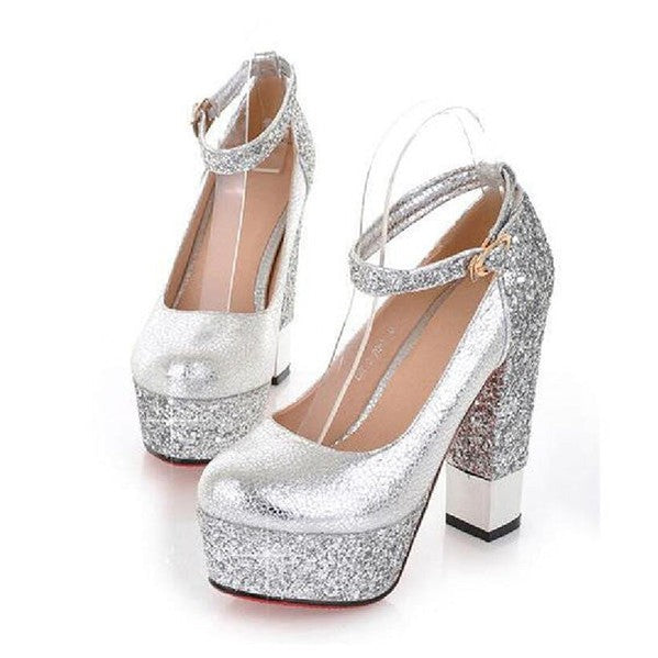 Elegant Sequin Round & Pointed Toe High Heel Wedding Shoes for Bride - Perfect for Bridal Ceremony, Prom, Evening Party & Special Occasions
