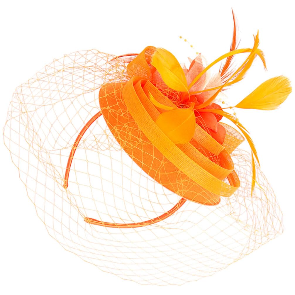 Lurrose Vintage Tea Party Hat for Women - Bridal Hair Pin, Bride Headband with Veil & Hair Clip - Elegant Fascinator for Weddings, Bachelor Parties & Special Occasions